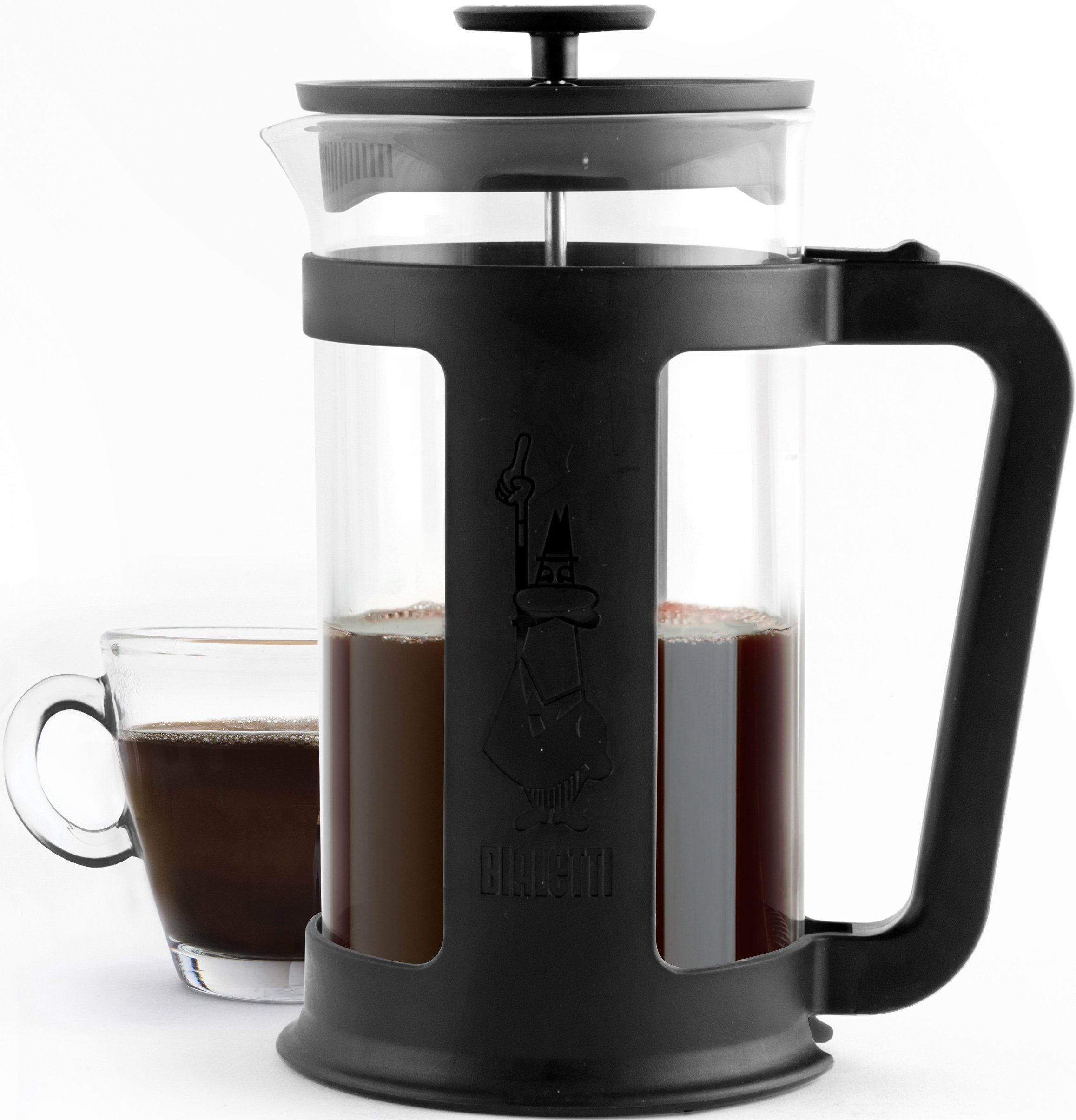 BIALETTI Kaffeebereiter Smart, Kaffeekanne, 0,35l Borosilikatglas transparent/schwarz hitzebeständiges