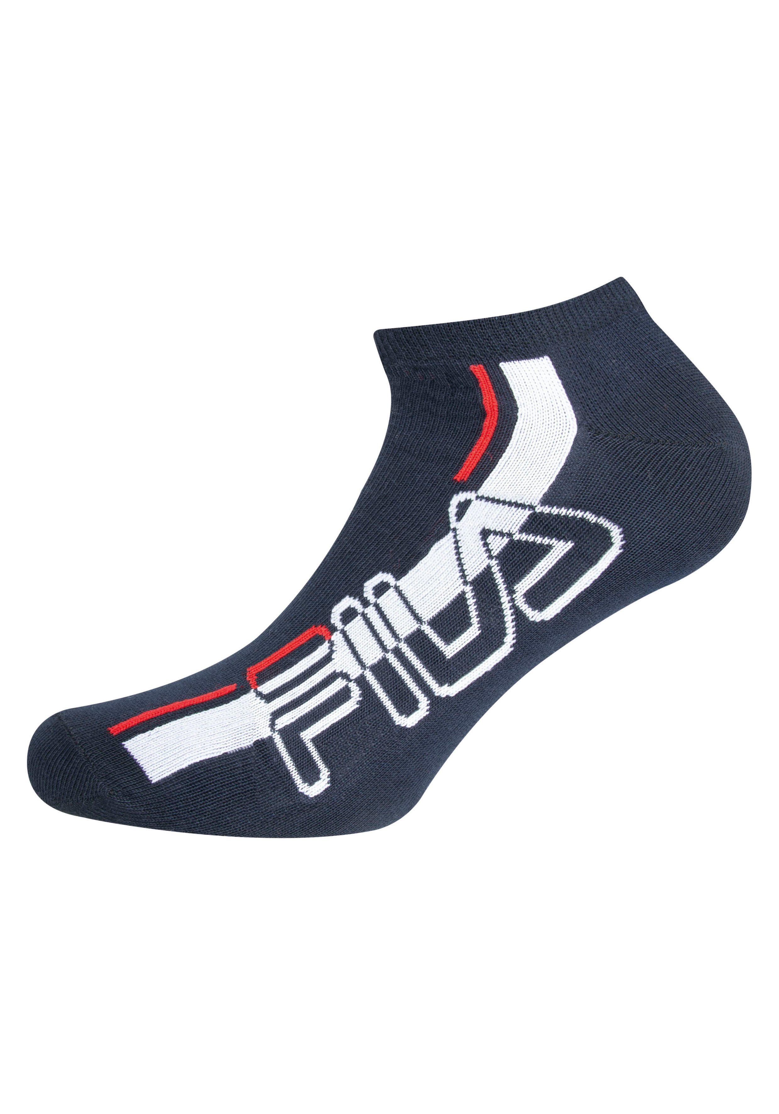 Fila eingestricktem weiß, mit (3-Paar) Sneakersocken Schriftzug blau