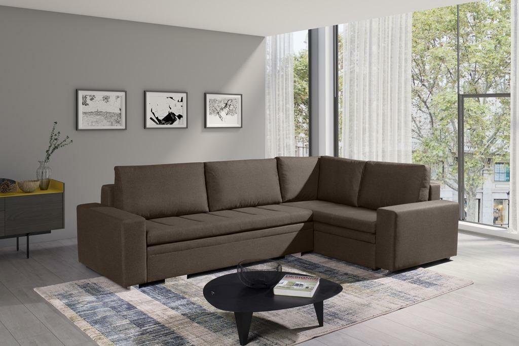 Wohnzimmer Couch Textil Braun JVmoebel Ecksofa, Schlafsofa Moderne Ecksofa Stoff