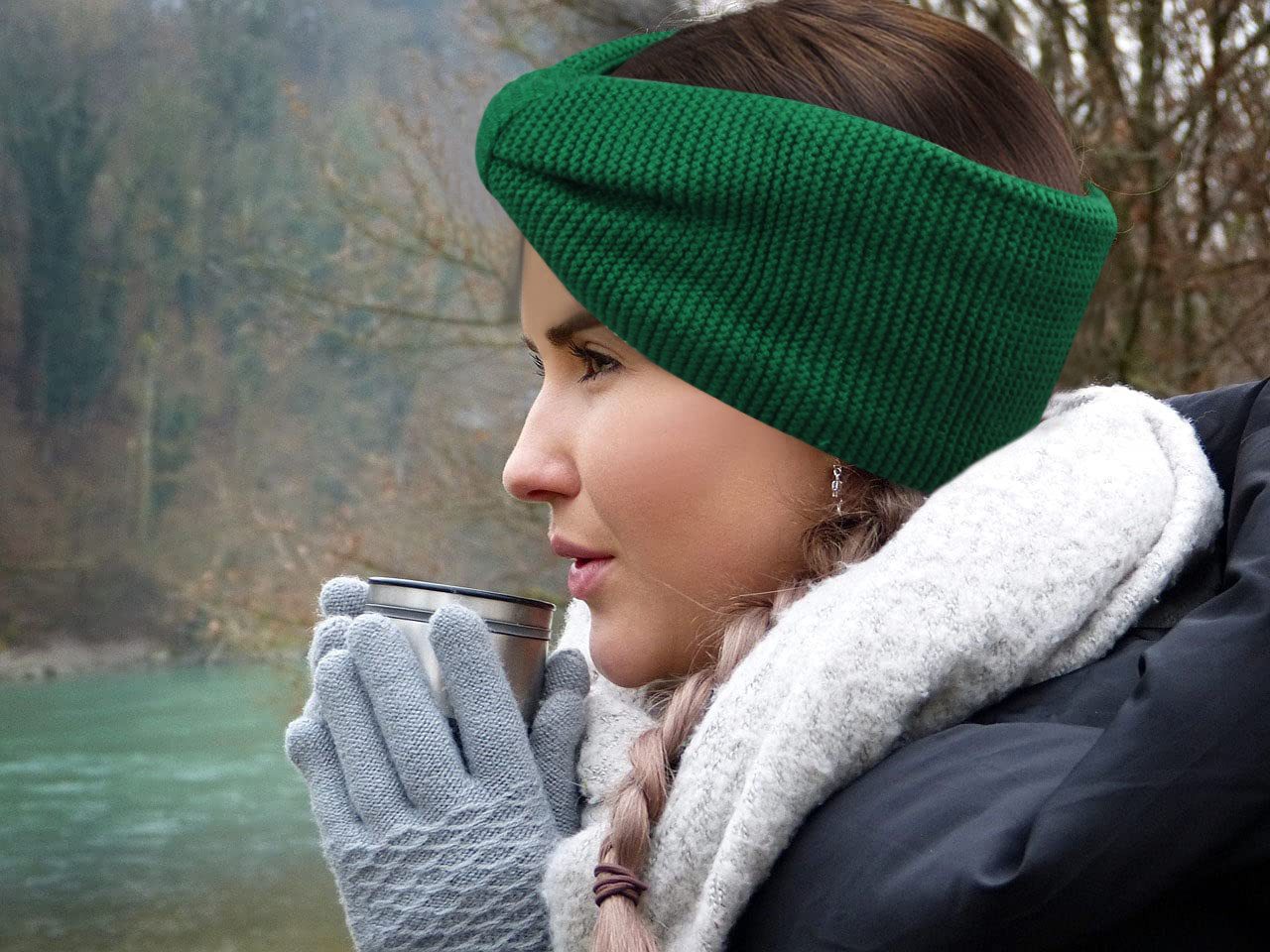 Frentree Stirnband Damen mit Schleife, gefüttert mit Fleece Innenfutter Haarband, Ohrenwärmer für Mädchen – Bild 4 von 5