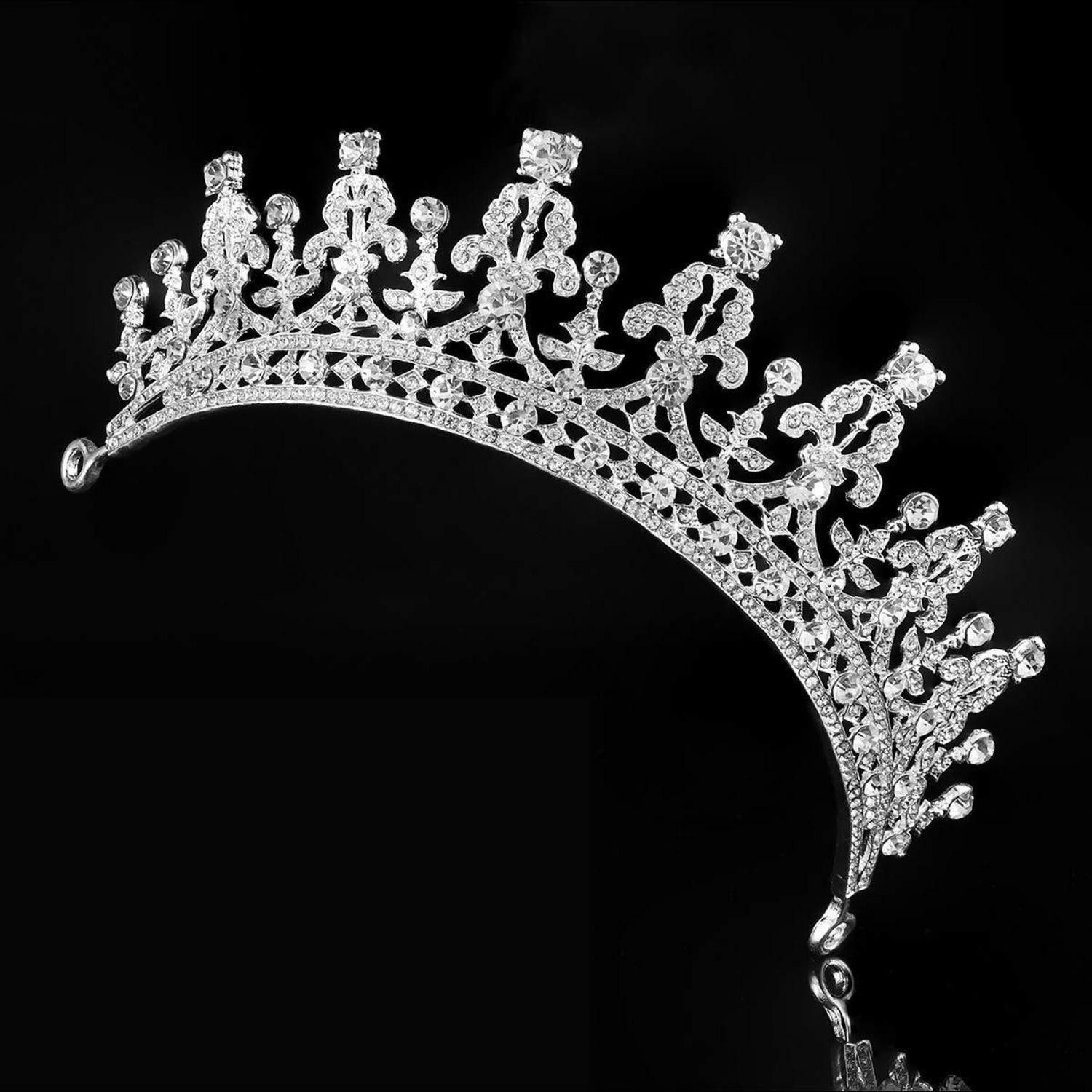 LuxusKollektion Diadem Diadem Hochzeit Krone Tiara Strass Haarreifen für Braut in Silber