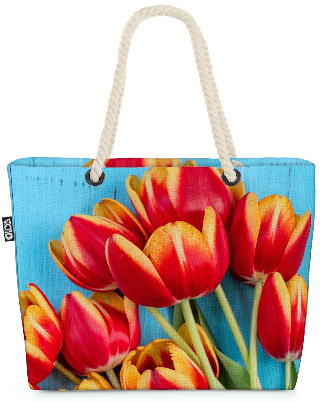 VOID Strandtasche (1-tlg), Rote Tulpen Sommer Beach Bag Blumen Tulpen Muttertag Sommer Wiese Garten