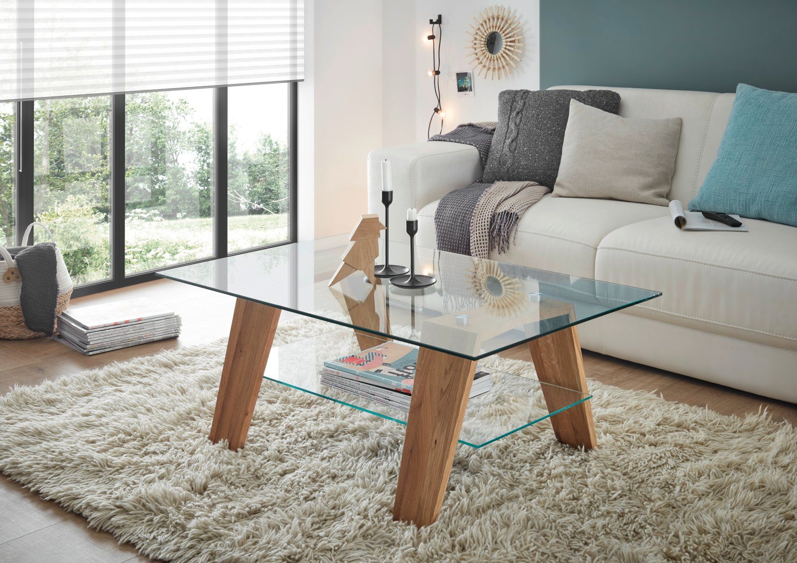 MCA furniture Couchtisch Lublin (Wohnzimmer Tisch, Einrichtungsstilen 100 und massiv, 65 Farben kombinierfreudig mit Eiche x geölt, cm), vielen
