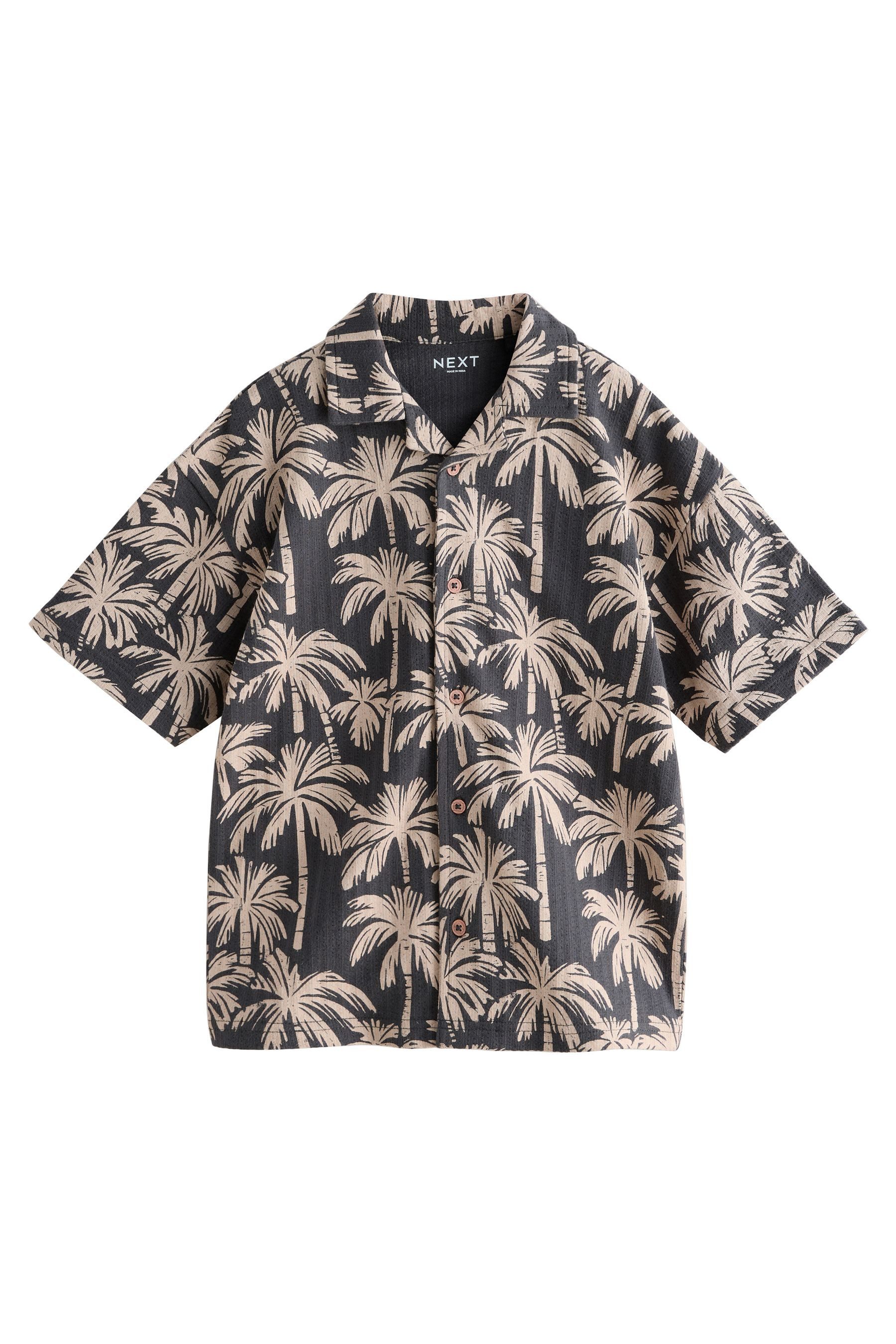 Next Shirt & Shorts Kurzärmeliges Blockfarben-Hemd (1-tlg)