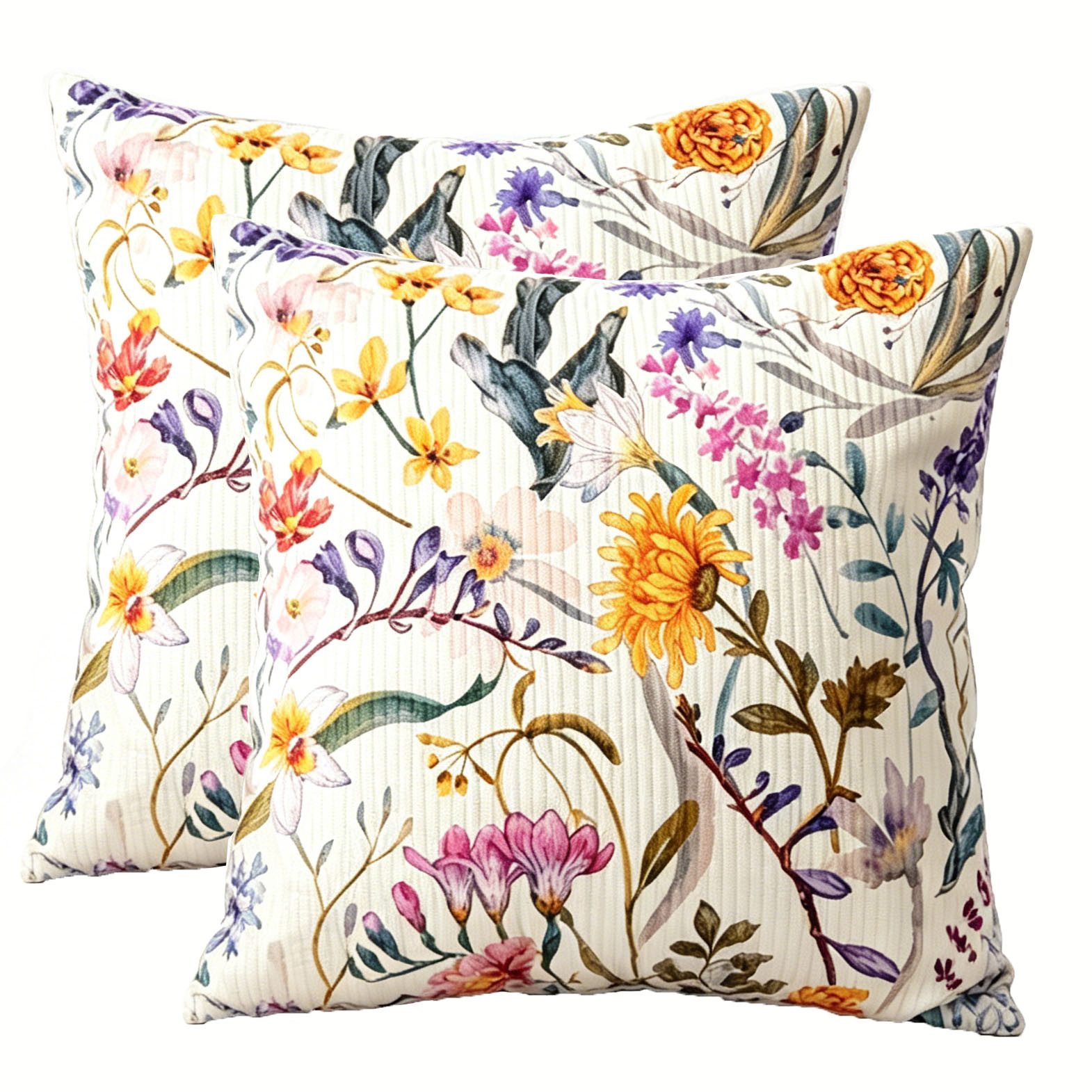 Diwzbyn Kissenbezug Cord-Kissenbezug 45×45 cm, Landhaus-Stil Kissenbezug, (1 Stück), Blumenmuster Kissenbezug für Sofa, Schlafzimmer und Wohnkultur