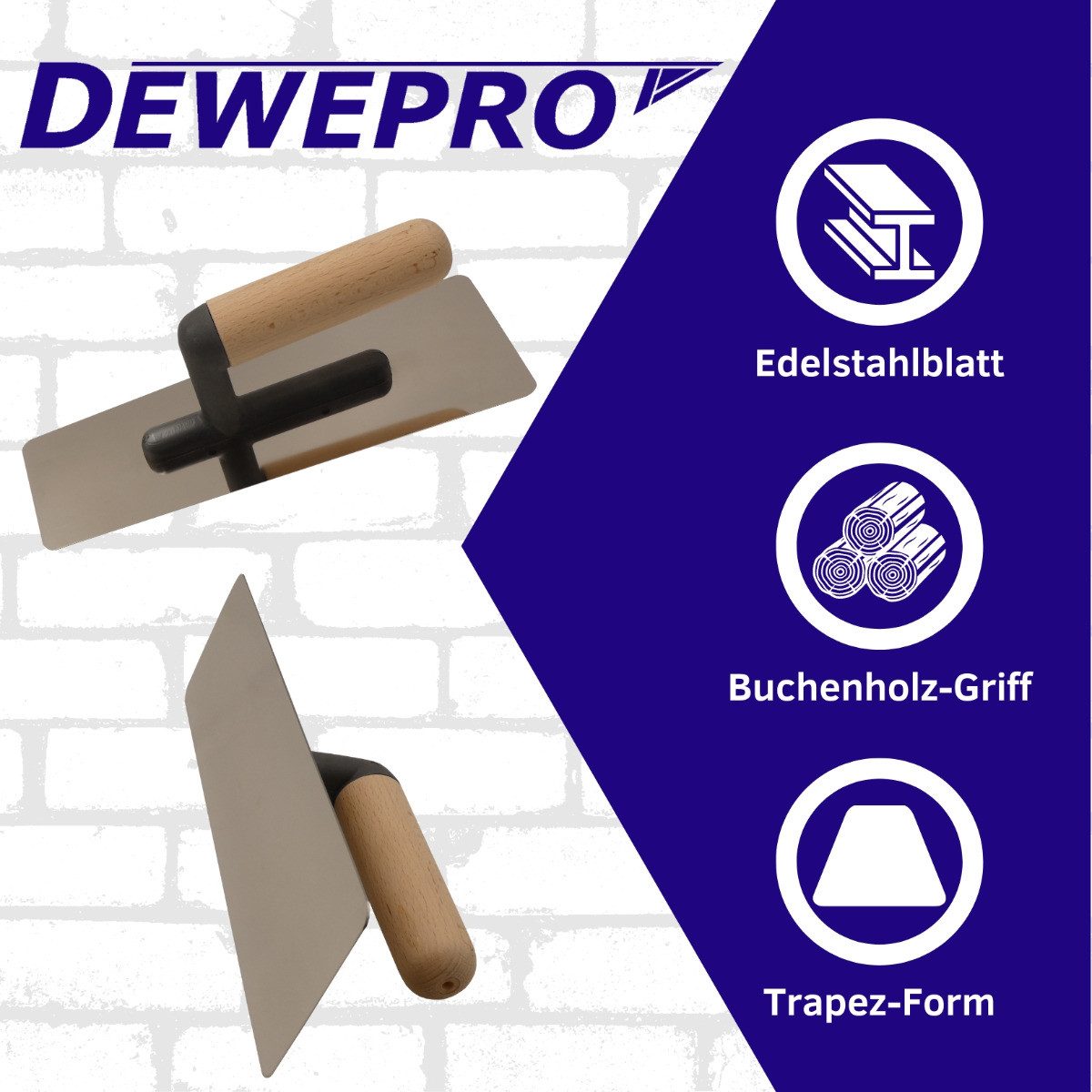 DEWEPRO Glättekelle DEWEPRO Venezianische Glanzputz Glättekelle, Stucco Kelle, 240x95/75m