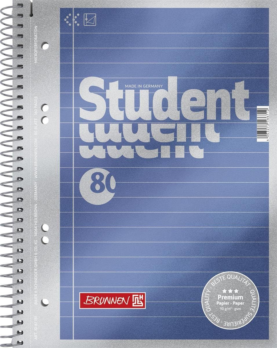 Collegeblock 5X BRUNNEN 1067151 Collegeblock A5 liniert Premium