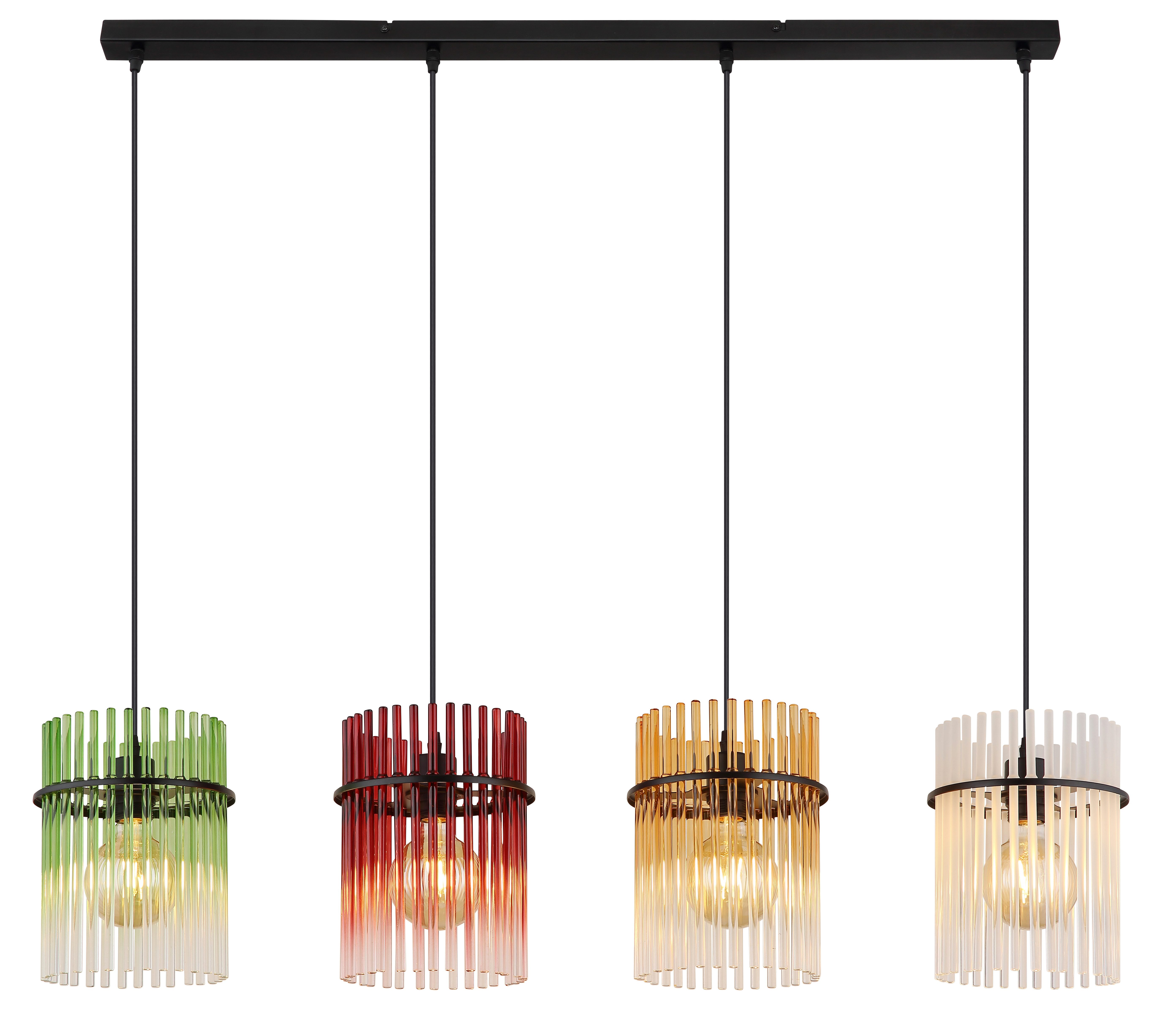 GLOBO LIGHTING Hängeleuchte GORLEY, ohne Leuchtmittel, Hängelampe Glasstäbe brombeerfarben klar verlaufend elegant Esszimmer
