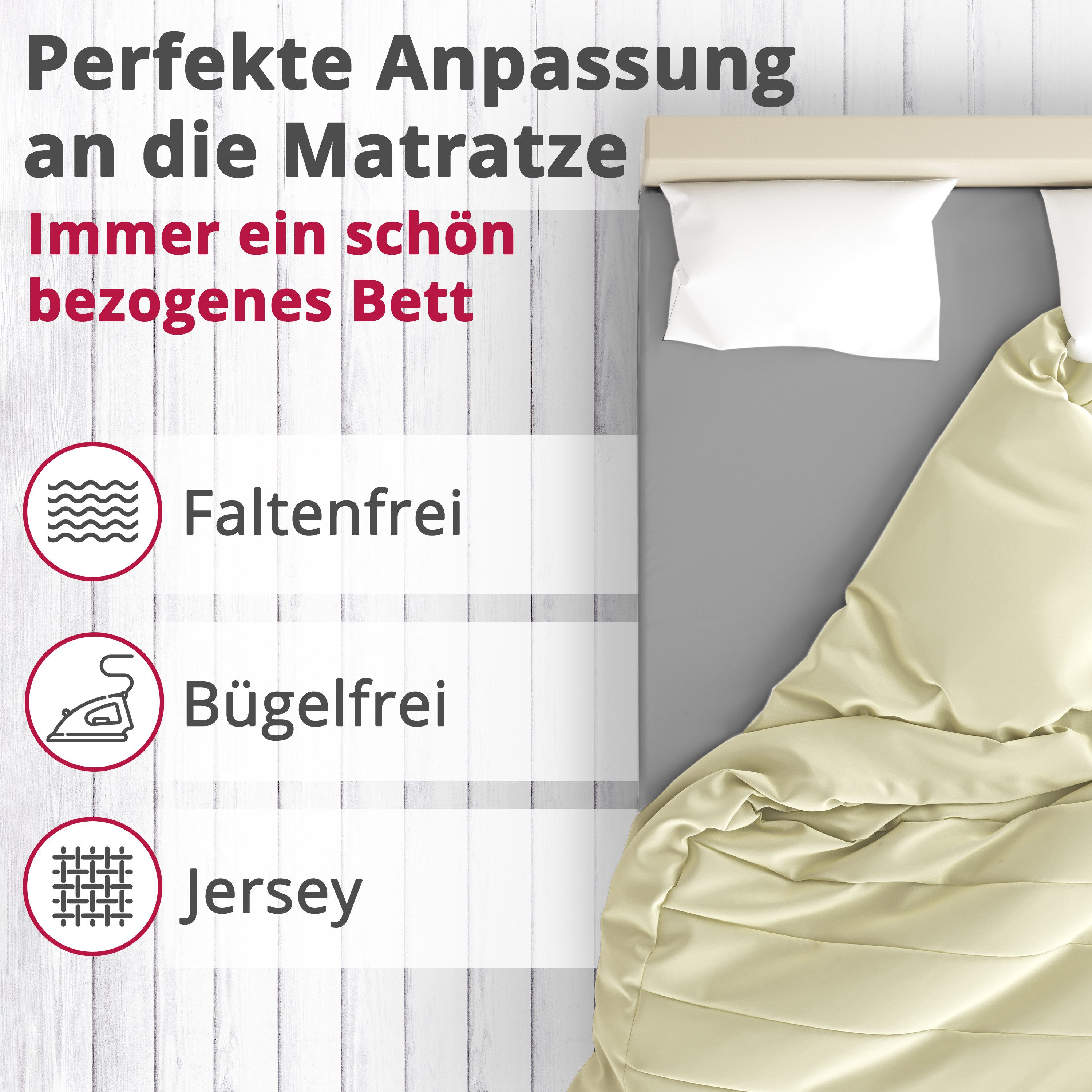 DecoHomeTextil Heimtextilmanufaktur Spannbettlaken Greenline Spannbettlaken Premium Jersey aus 100% Baumwolle – Bild 5 von 5