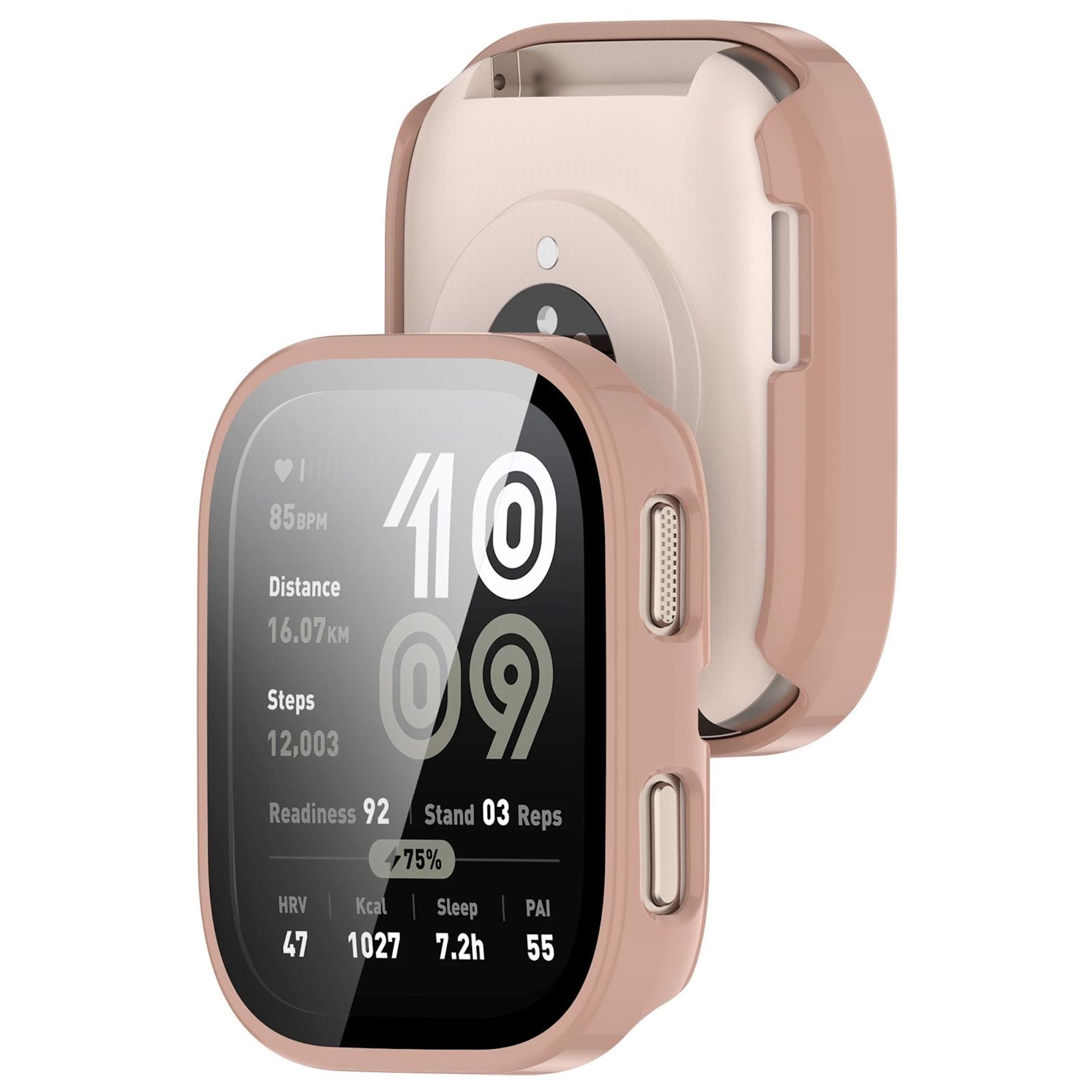 Wigento Smartwatch-Hülle Für Amazfit Bip 6 Kunststoff Watch Schutz Hülle + 9H Hart Glas Pink, Schutzhülle aus PC + Hart Glas für Rundumschutz