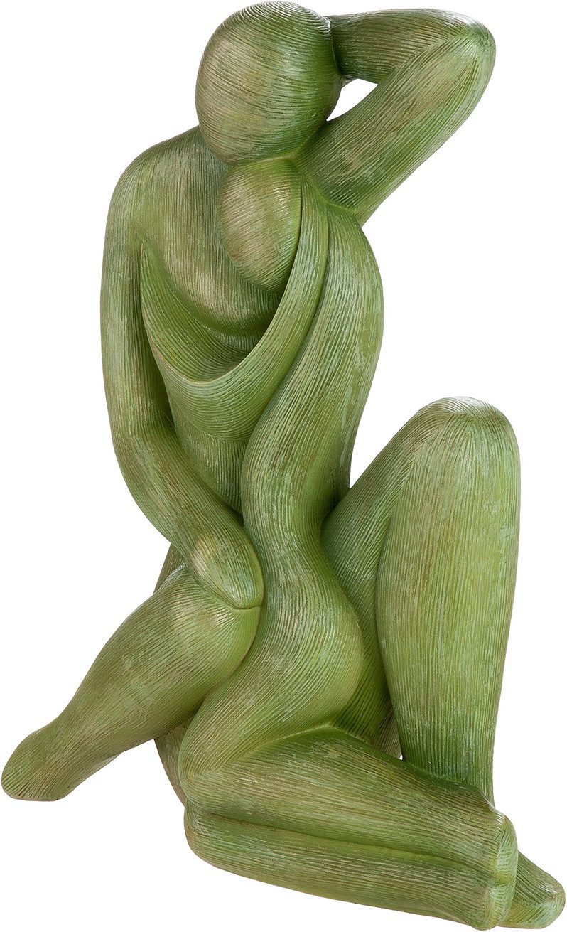 GILDE Skulptur Figur Frau Silent movement grün (1 St), modern abstrakte Figur sitzende Frau Wohnaccessoire Dekofigur