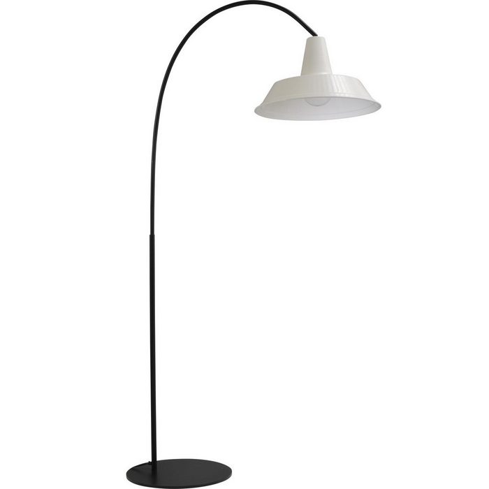 Licht-Erlebnisse Stehlampe PRATO ohne Leuchtmittel Stehleuchte Metall E27 Schwarz Weiß 186 cm hoch Industrie Design