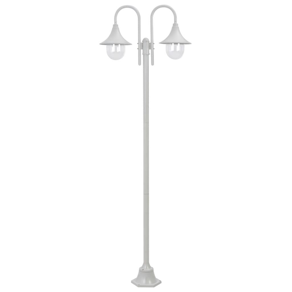 vidaXL Pollerleuchte Garten-Pollerleuchte E27 220 cm Aluminium 2-Laterne Weiß
