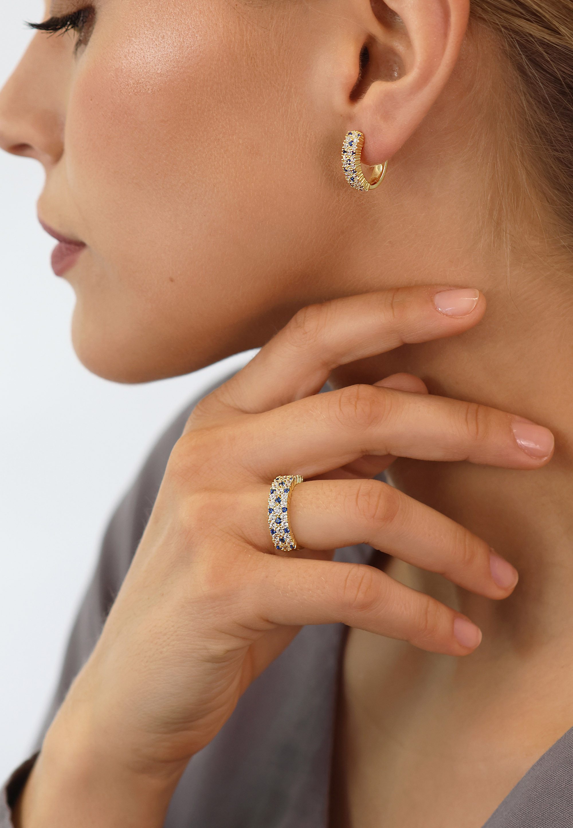 NANA KAY Fingerring Colour Love, mit farblosem Stein und mit blauem Stein