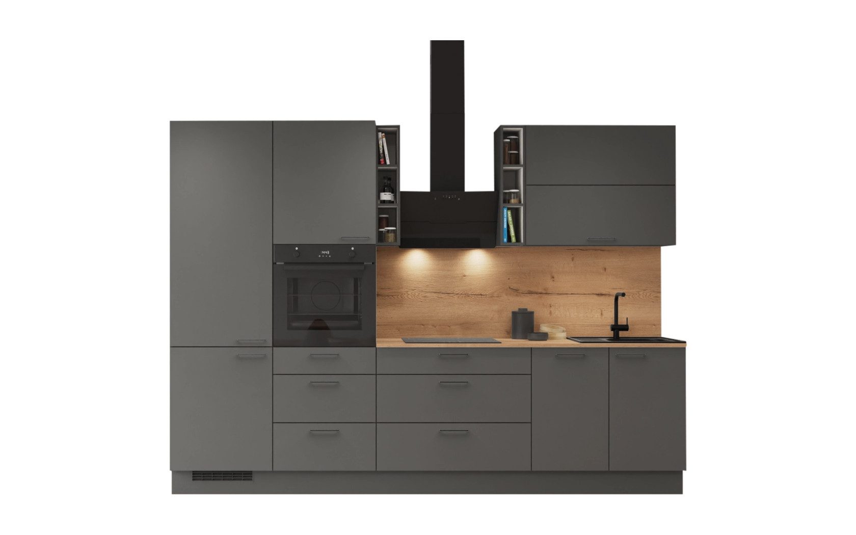 nobilia® Küchenzeile Hallon, individuell anpassbar, gratis Küchenplanung mit Profis, (Breite 270 cm), vormontiert, wahlw. mit E-Geräten, inkl. Lieferung