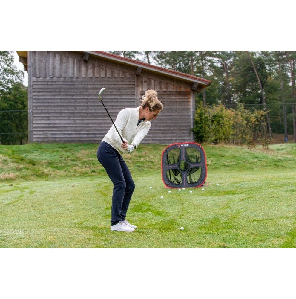 Pure 2 Improve Trainingshilfe Golf Trainings-Rebounder Chipping Net schwarz/rot 88x82x80cm
