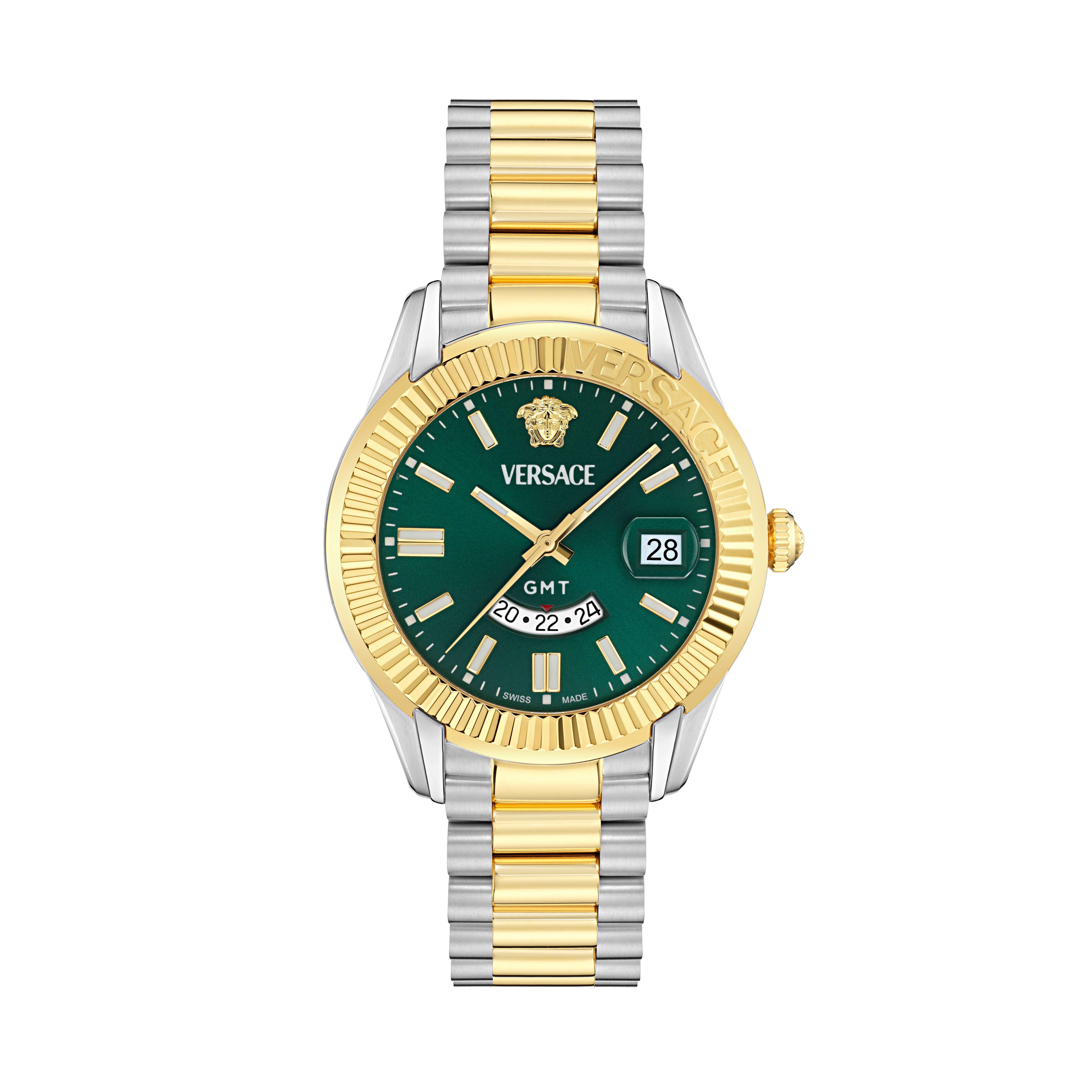 Versace APODIS VE0U00225, Armbanduhr, Herrenuhr, Swiss Made, Edelstahlarmband, analog, GMT