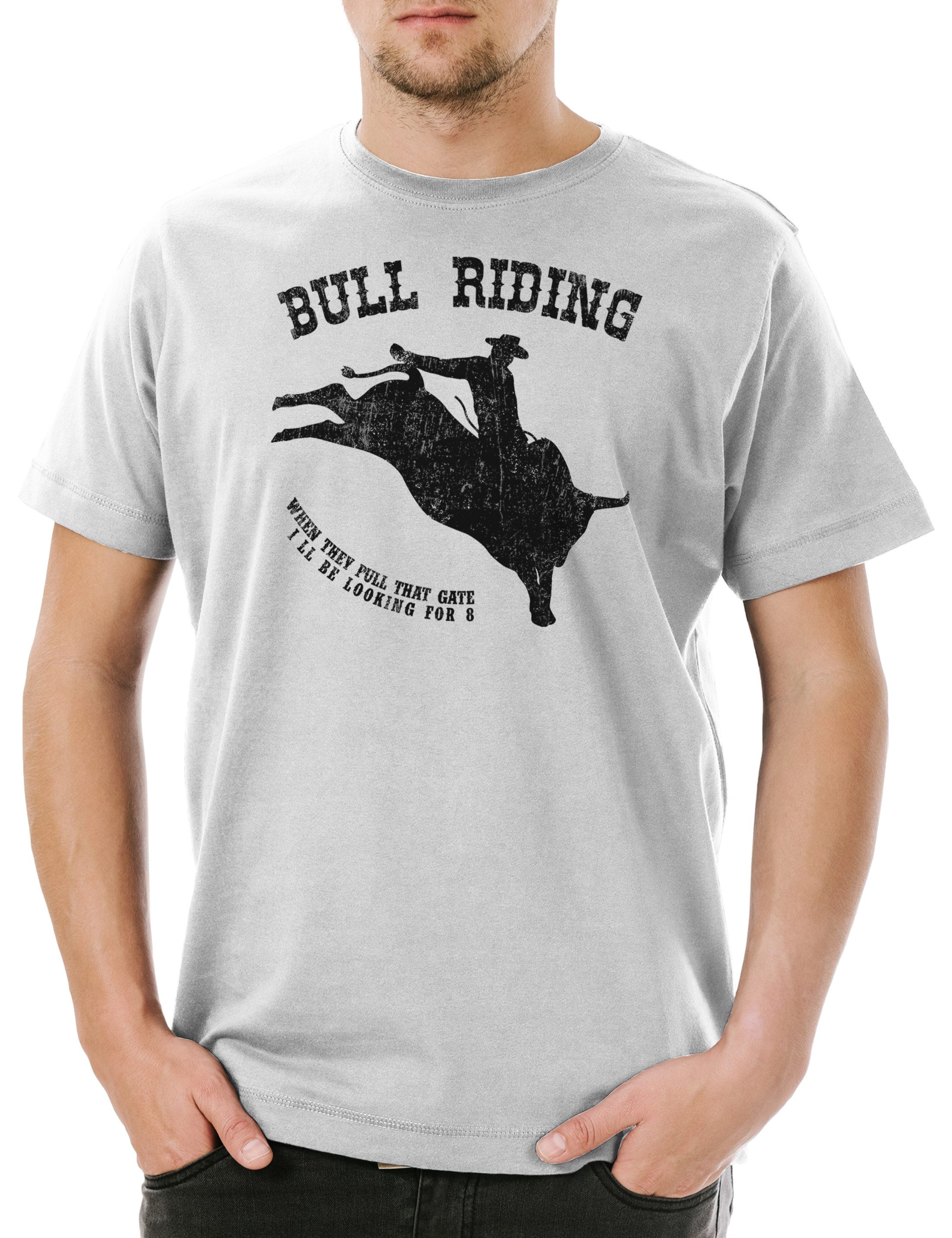 Print-Shirt Bull Riding Herren T-Shirt Cowboy Cowgirl Rodeo Reiter Rodeoreiter