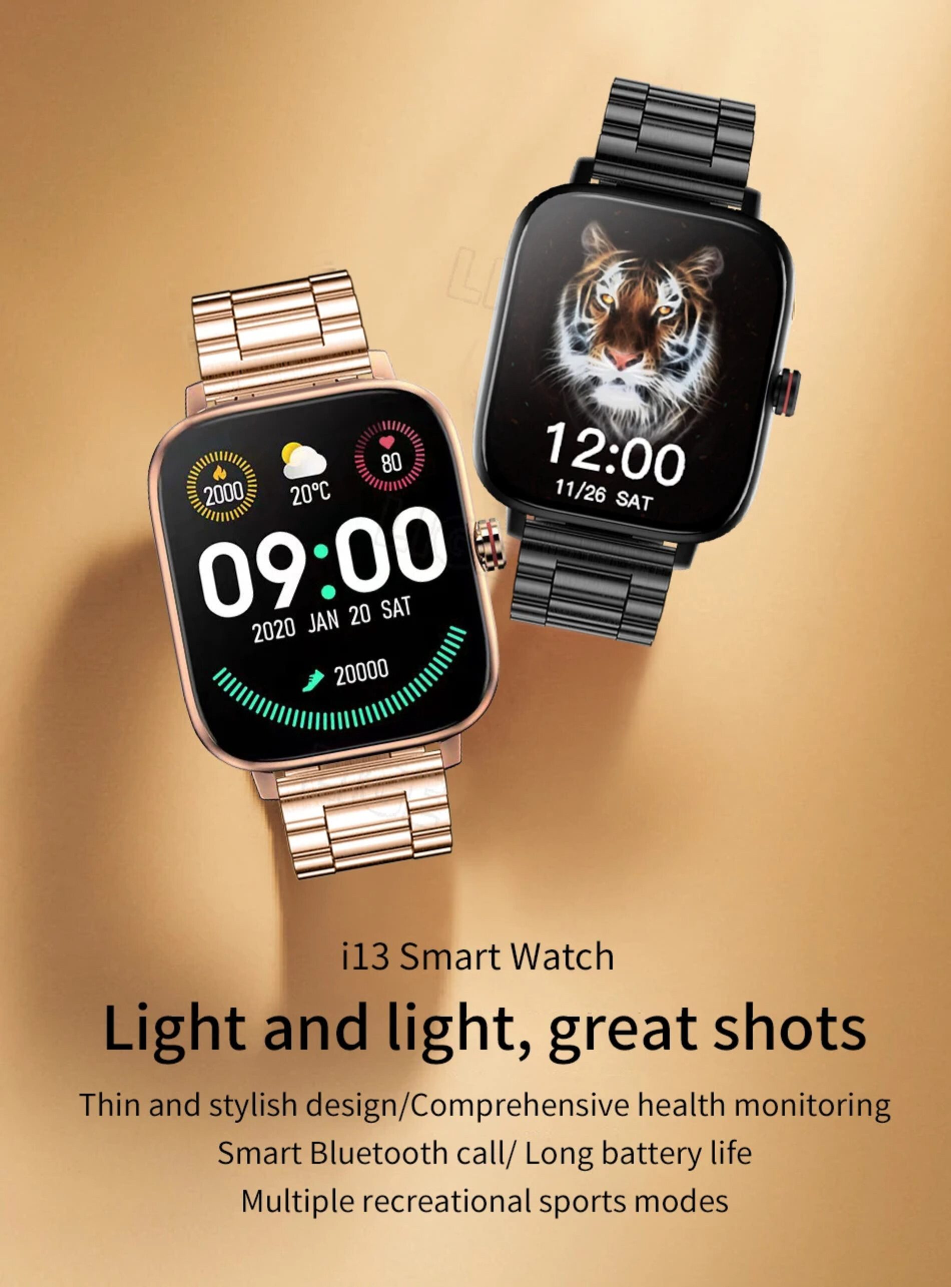 Nagham Ghazal Aswad Smartwatch benutzer definierte Zifferblatt Bluetooth-Uhren Full-Touch Smartwatch (1.69 Zoll)