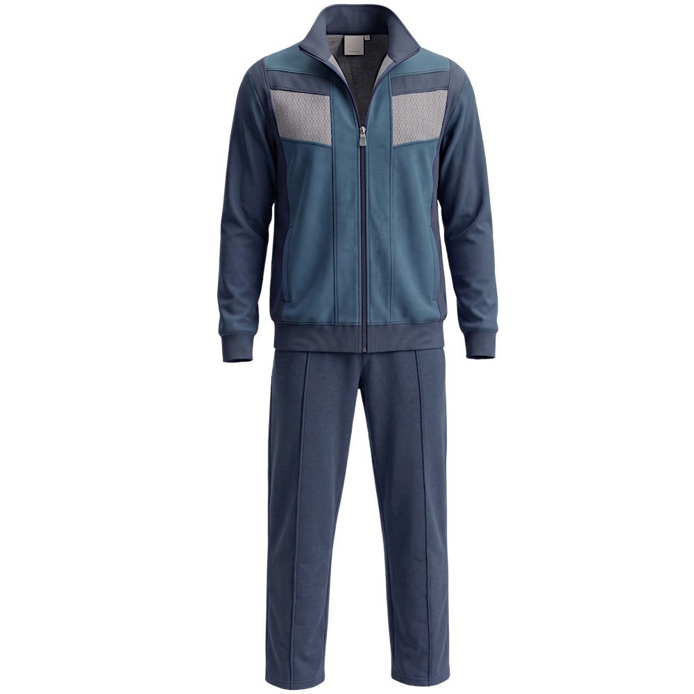 Herbold Sportswear Trainingsanzug Herren Freizeitanzug Kuranzug mit Druckeinsatz (2-tlg), auch in Kurzgrößen, mit Reißverschluss-Taschen und Bugnaht – Bild 2 von 5