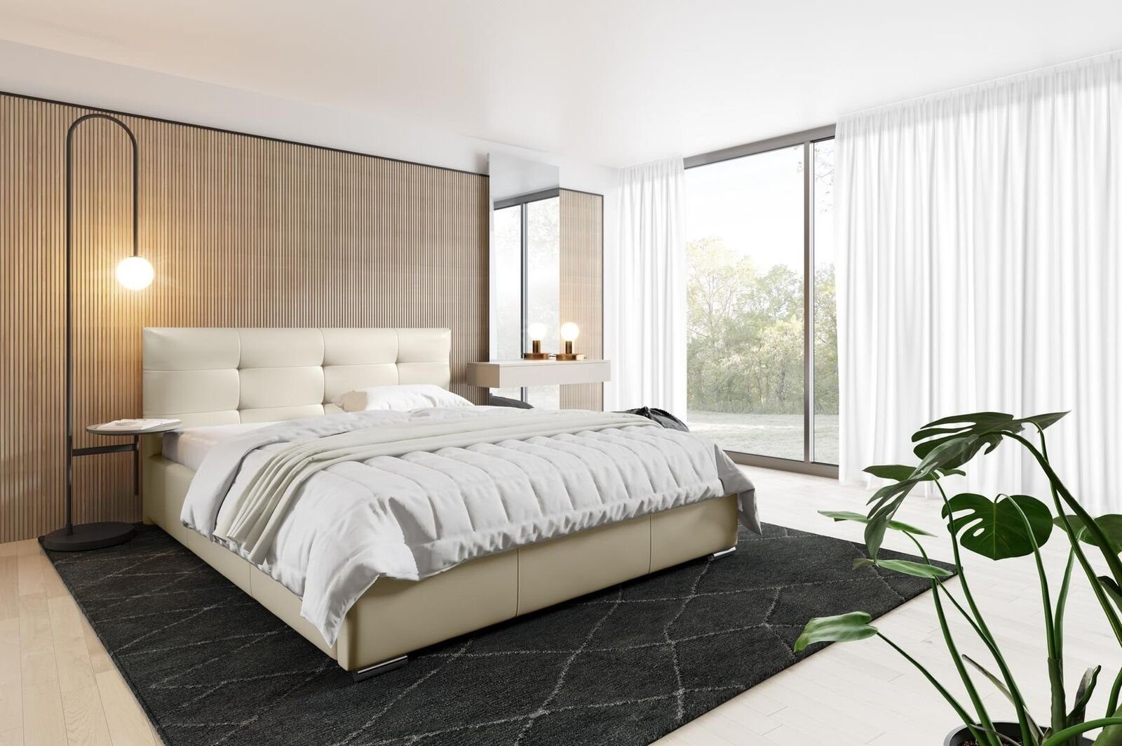 Design Hotel Doppel Betten Modern Silber JVmoebel Polsterbett, Schlafzimmer Luxus Möbel Bett