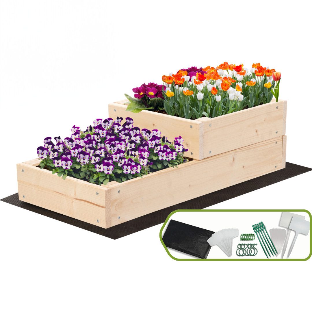 Modo24 Hochbeet ZP07 Kräuterbeet, Gartenbeet, Pflanzkasten, Blumenbeet, Gemüsegarten, für Garten und Terrasse, Kiefernholz Massivholz, Höhe 36 cm, 3 Farben
