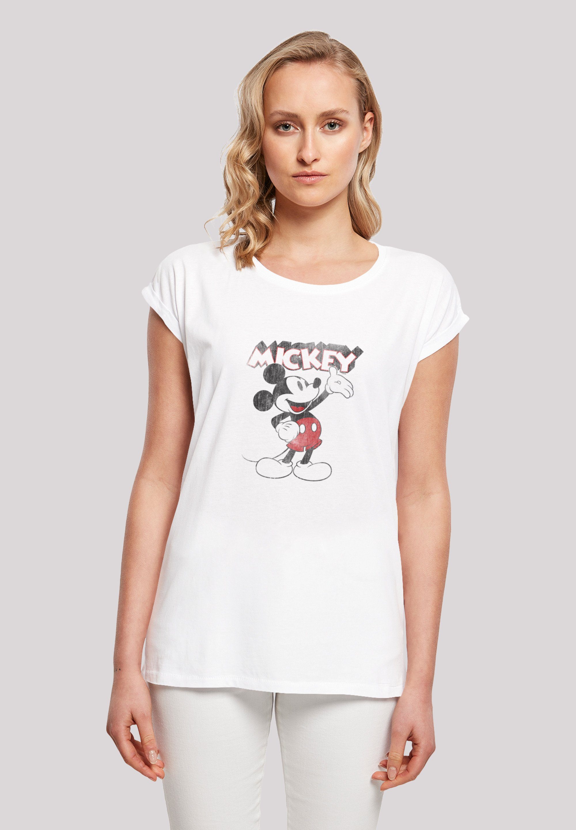 Disney Mouse T-Shirt Ärmel,Bedruckt Maus Micky Mickey Damen,Premium Presents Classic Merch,Regular-Fit,Kurze F4NT4STIC