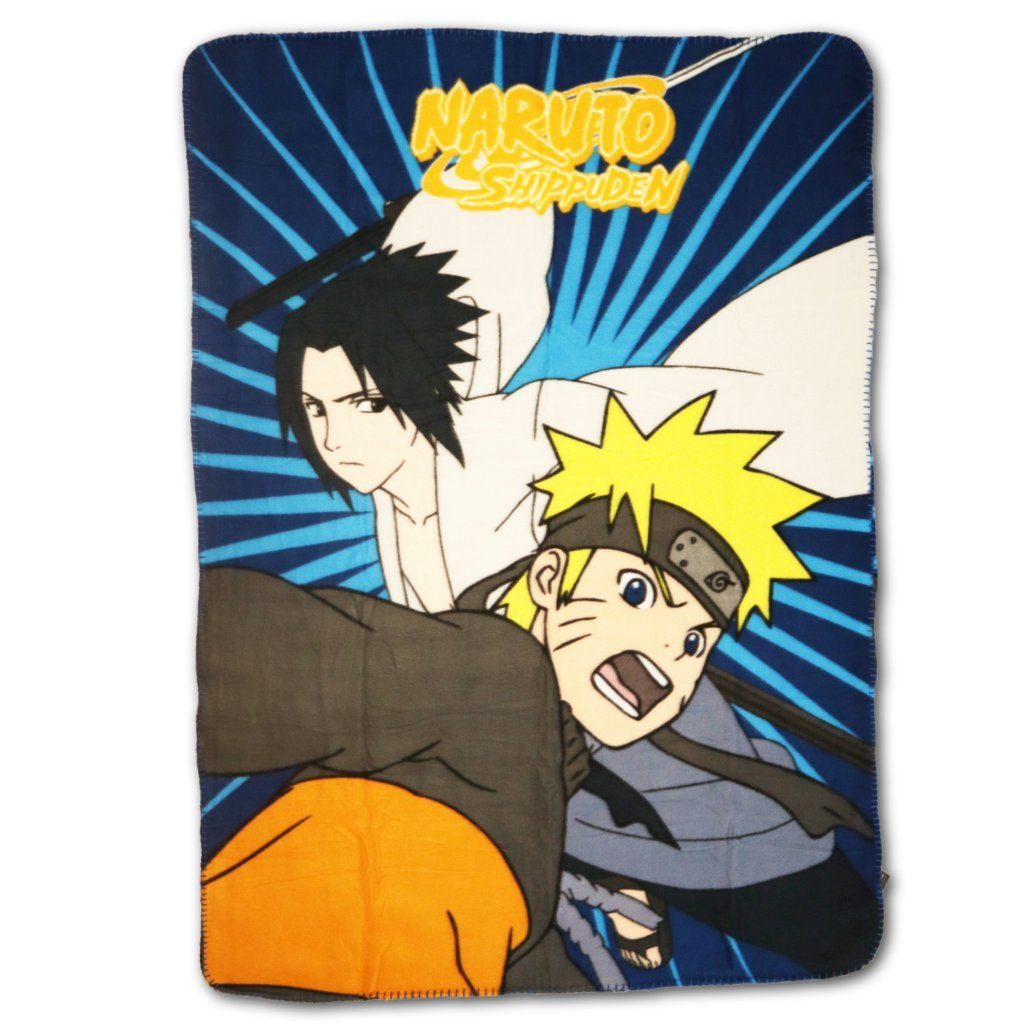 Naruto Tagesdecke Naruto Shippuden Kinder Fleecedecke leichte Kuscheldecke, 100x140 cm, Sasuke