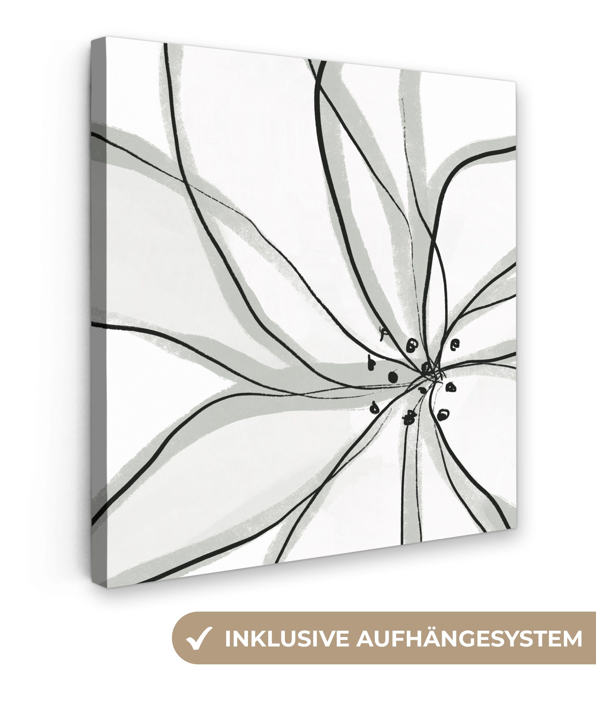 OneMillionCanvasses® Leinwandbild Blume - Kunst - Weiß - Schwarz, Fotodruck günstig online kaufen