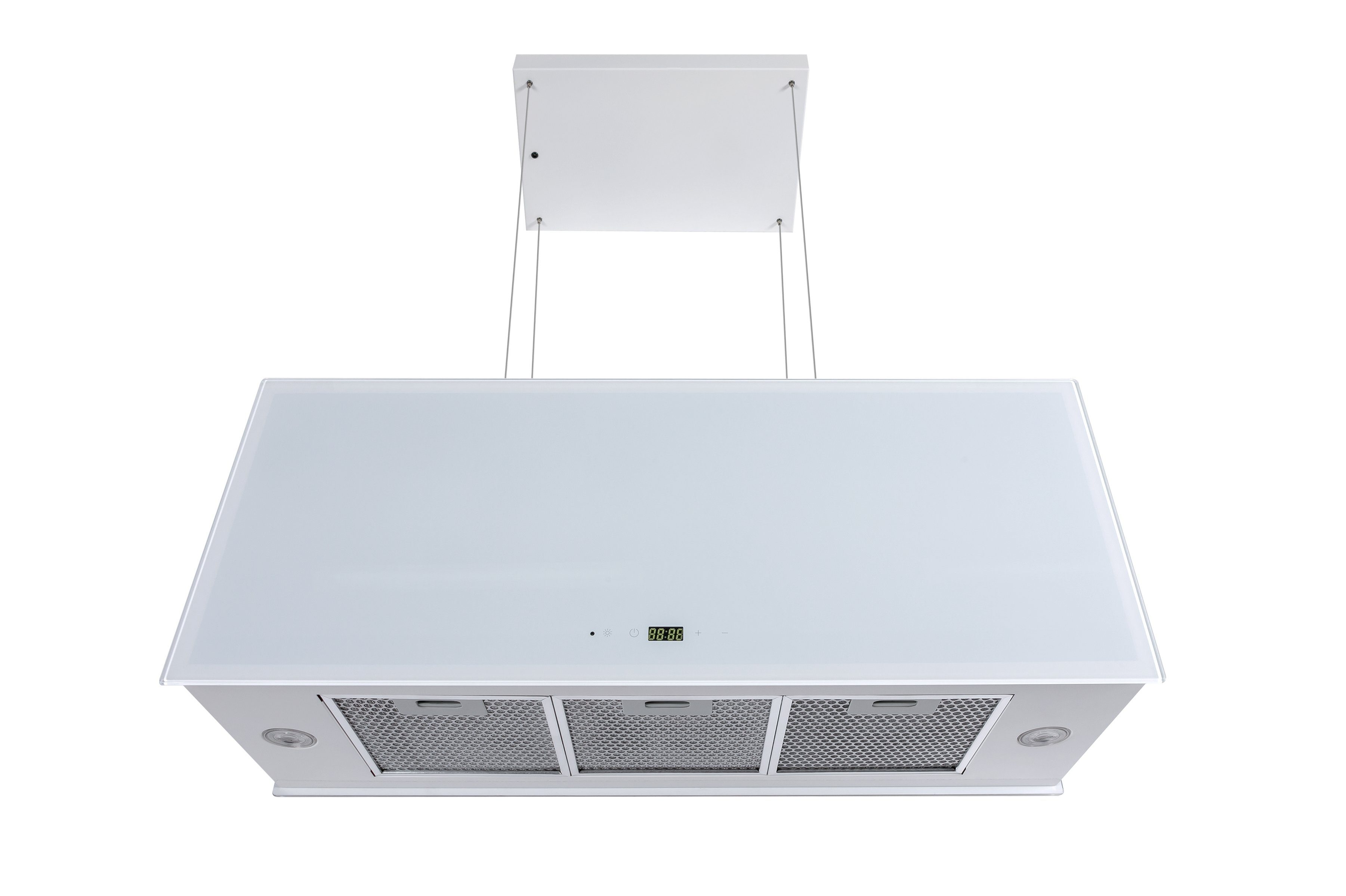 GURARI Inselhaube GCH I 333 90 WH Prime/ GCH I 333 90 WH Prime, Dunstabzugshaube 90cm, Deckenhaube, 1000m³/h, Weißglas