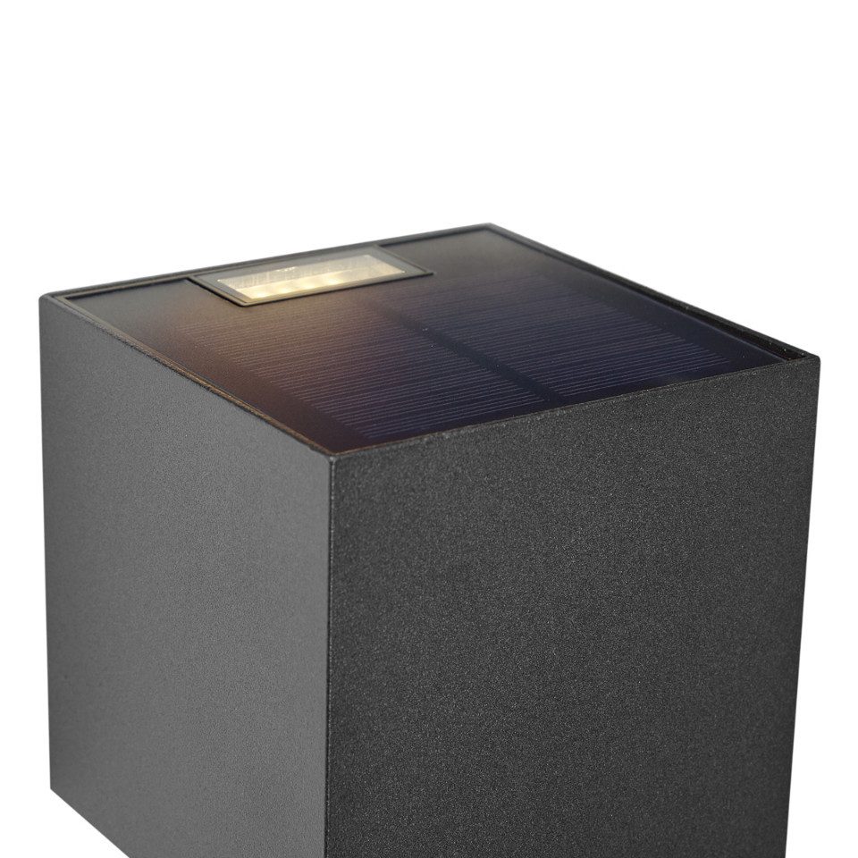 Qazqa LED Solarleuchte Charlene, LED fest integriert, Extra-Warmweiß, QAZQA Solar­leuchte, integrated, Schwarz, Aluminium, Modern