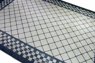 Teppich Teppich im Printdesign Teppich Wohnzimmer waschbar karo grau, Carpetia, rechteckig, Höhe: 8 mm
