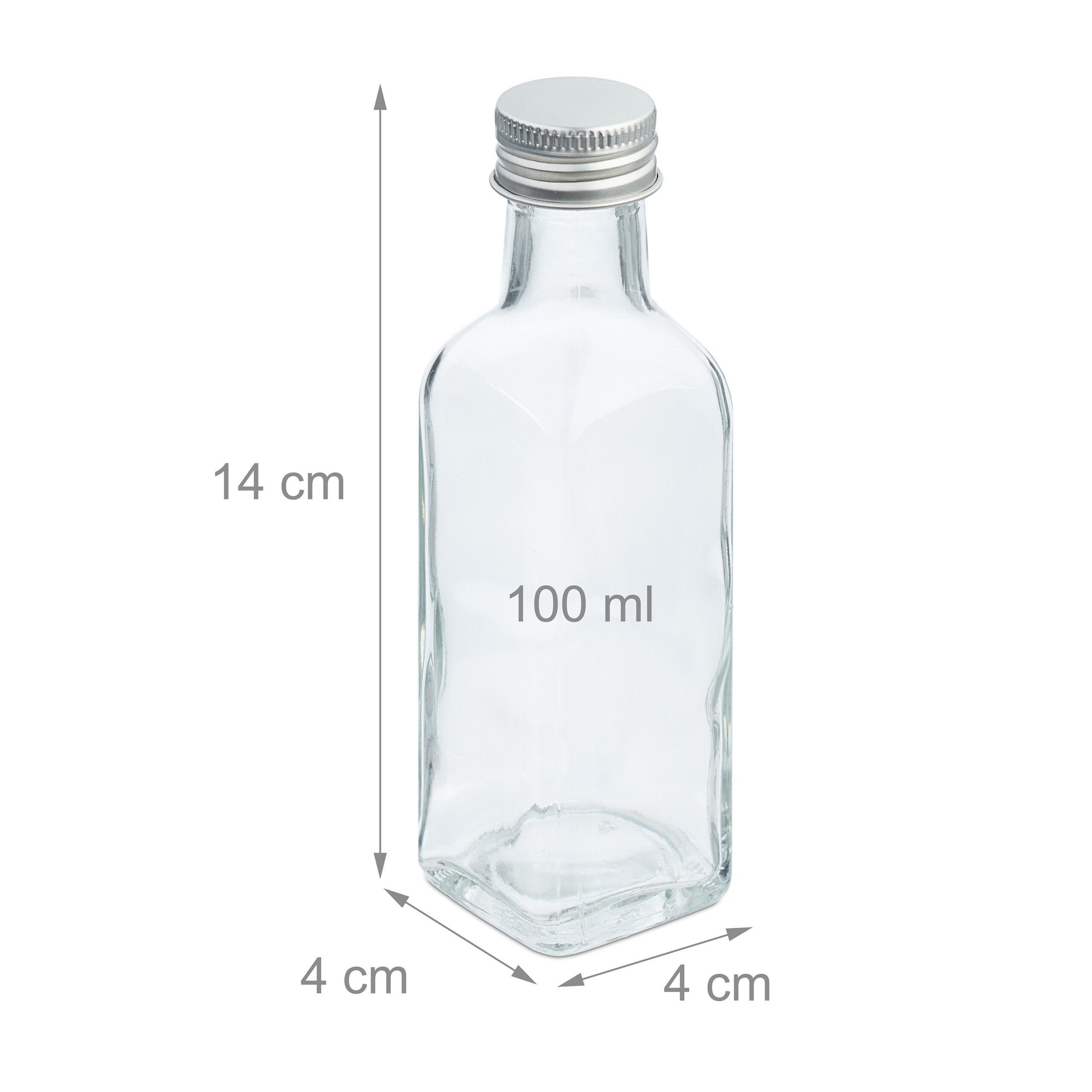 relaxdays Vorratsglas Kleine Flaschen im Set 100 ml, Glas, (16-tlg., 16er Set), 16er Pack – Bild 4 von 5