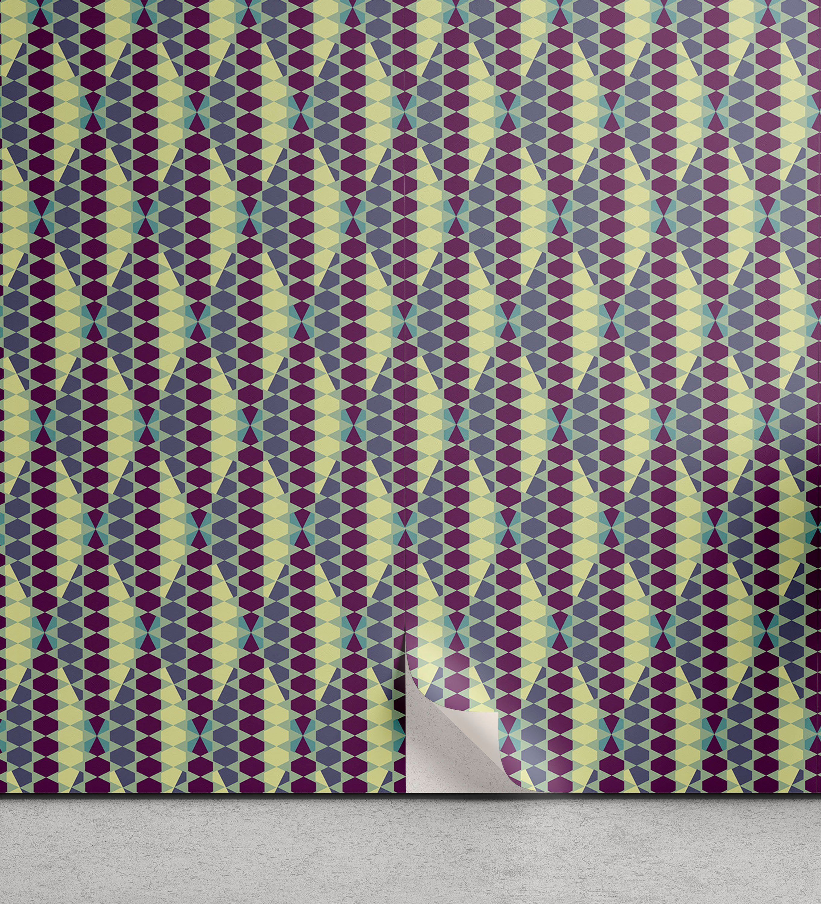 Abakuhaus Vinyltapete selbstklebendes Wohnzimmer Küchenakzent, Retro abstrakte geometrische