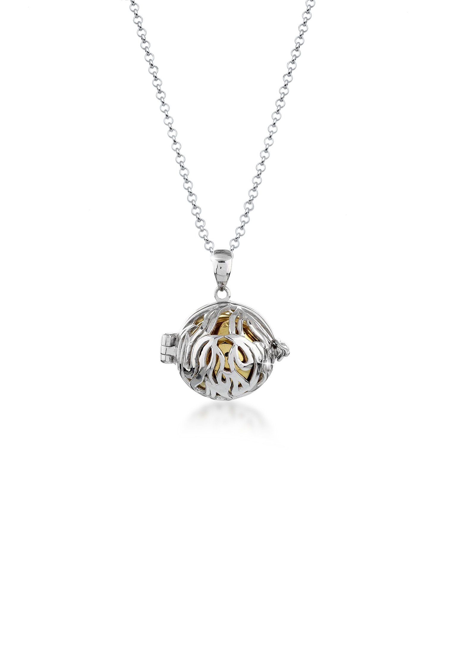 Valentinstagsgeschenk Nenalina Kette mit Anhänger Engelsflüsterer Kugel Anhänger Ornament 925 Silber, silberfarben