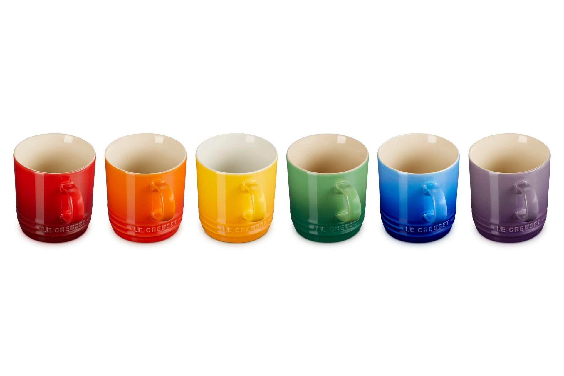 LE CREUSET Cappuccinotasse Regenbogen-Set mit 6 Tassen, 200 ml, Steinzeug, 79114205219030
