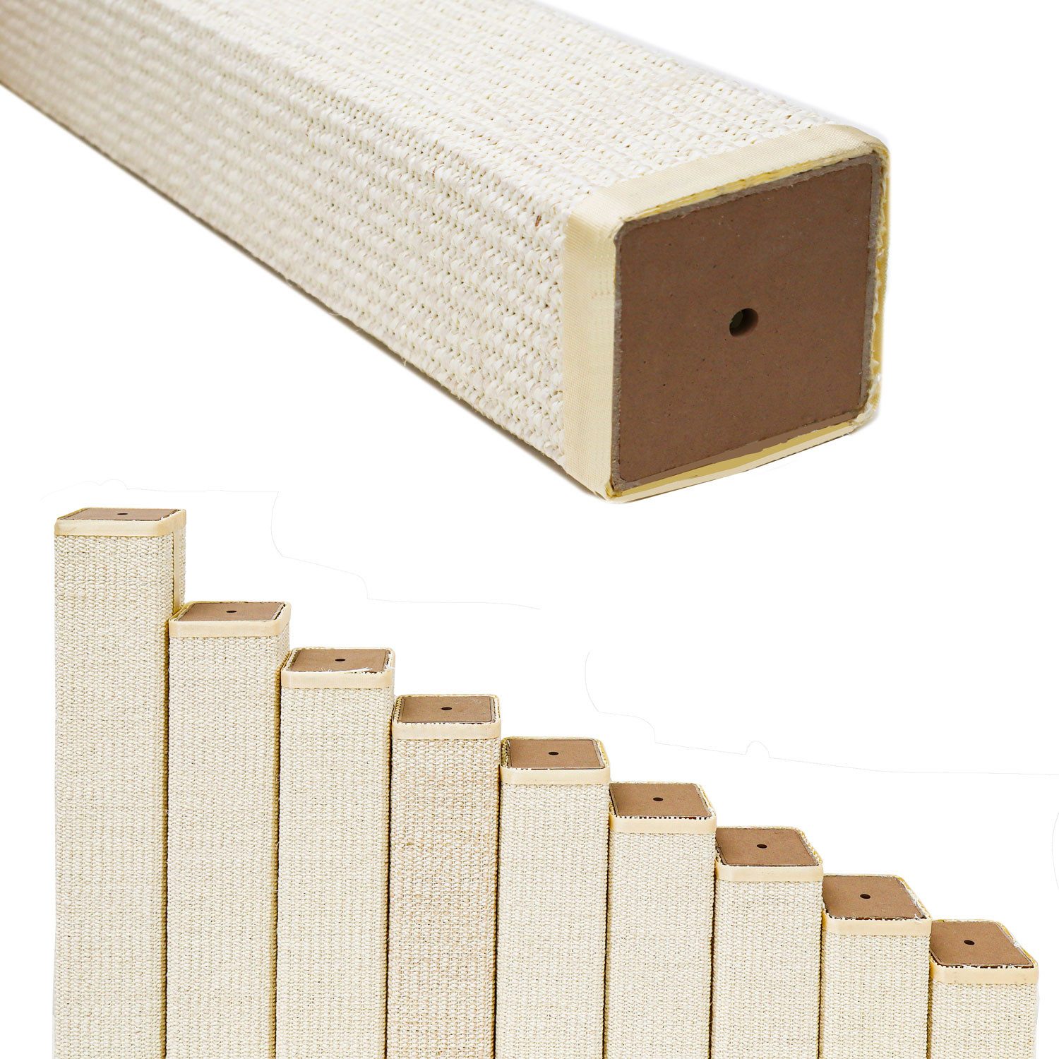 eyepower Ersatz-Kratzbaumstamm Ersatzsäule - 40 cm Sisalstamm für Katzenkratzbaum - Ersatzstamm M8, 9 x 9 cm Sisalsäule Eckig - Katzenbaum Ersatzteil - Sisal Kratzstamm