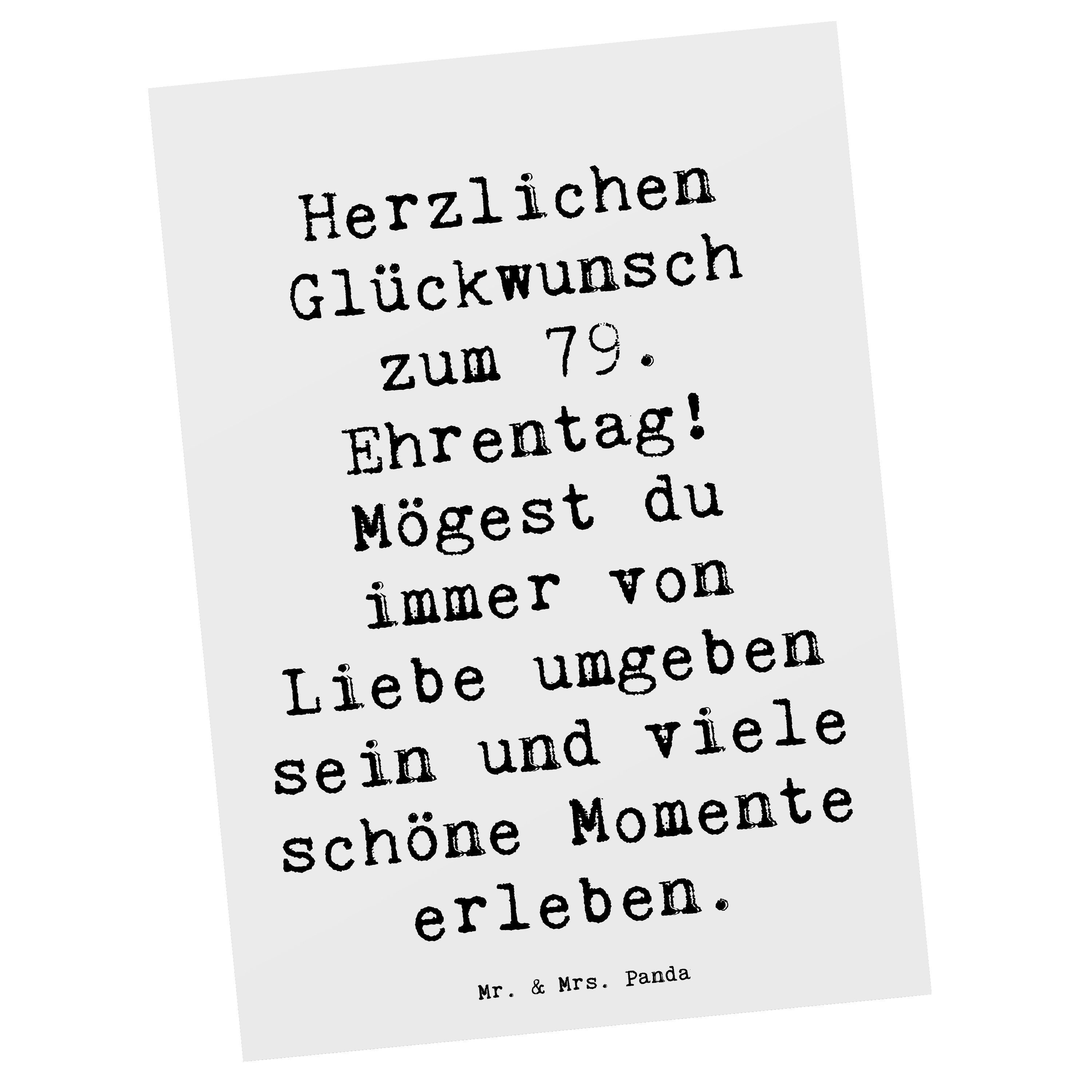 Mr. & Mrs. Panda Postkarte Spruch 79. Geburtstag Glückwünsche, Geburtstagskarte, Weiß, Geburtsta