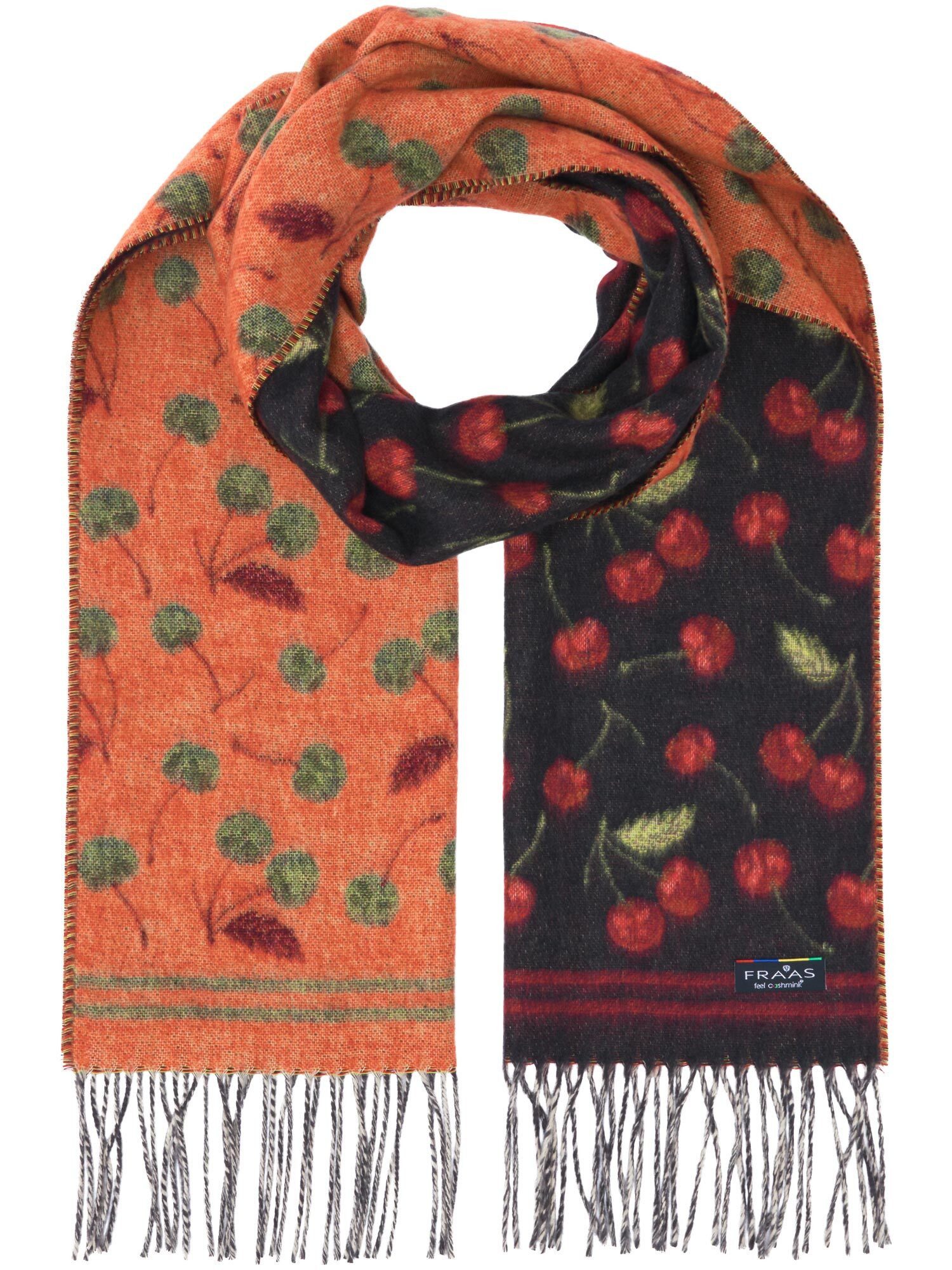 Fraas Modeschal Doubleface Cashmink-Schal mit Kirschen-Design in knalligen Farben