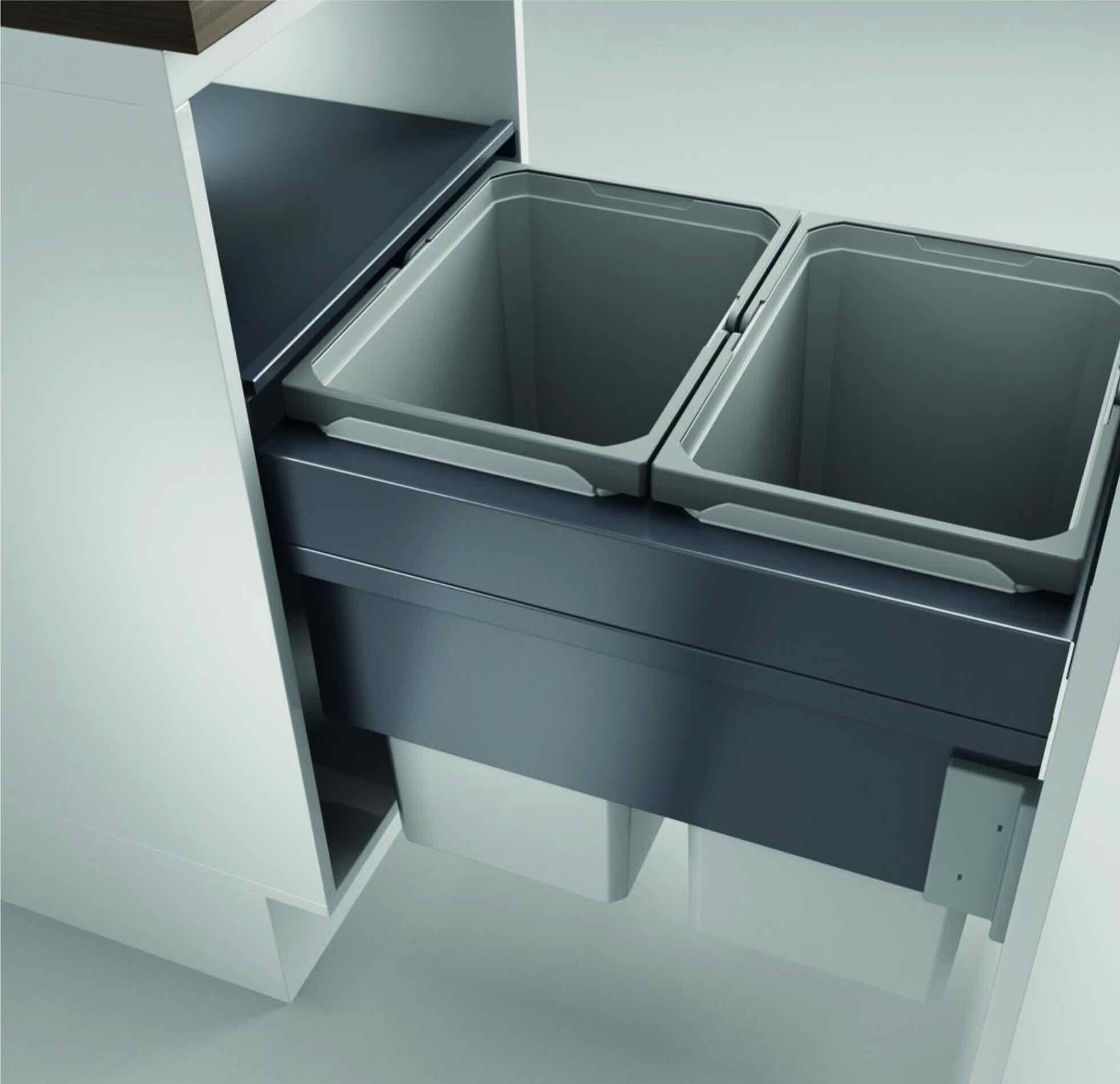Naber Einbaumülleimer Naber Cox Clan® 580/450-2, hellgrau, H 580 mm, 70 Liter