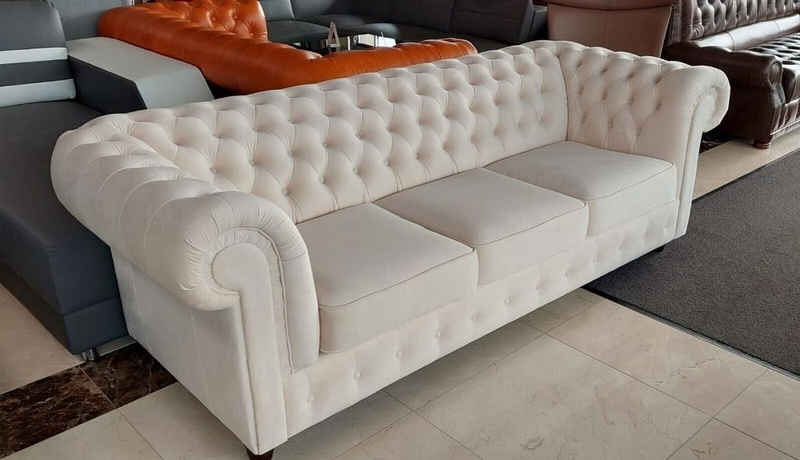 JVmoebel Chesterfield-Sofa Designer Sofa 3 Sitzer Chesterfield Couch Polster Sofas Design Sofort, Made in Europe