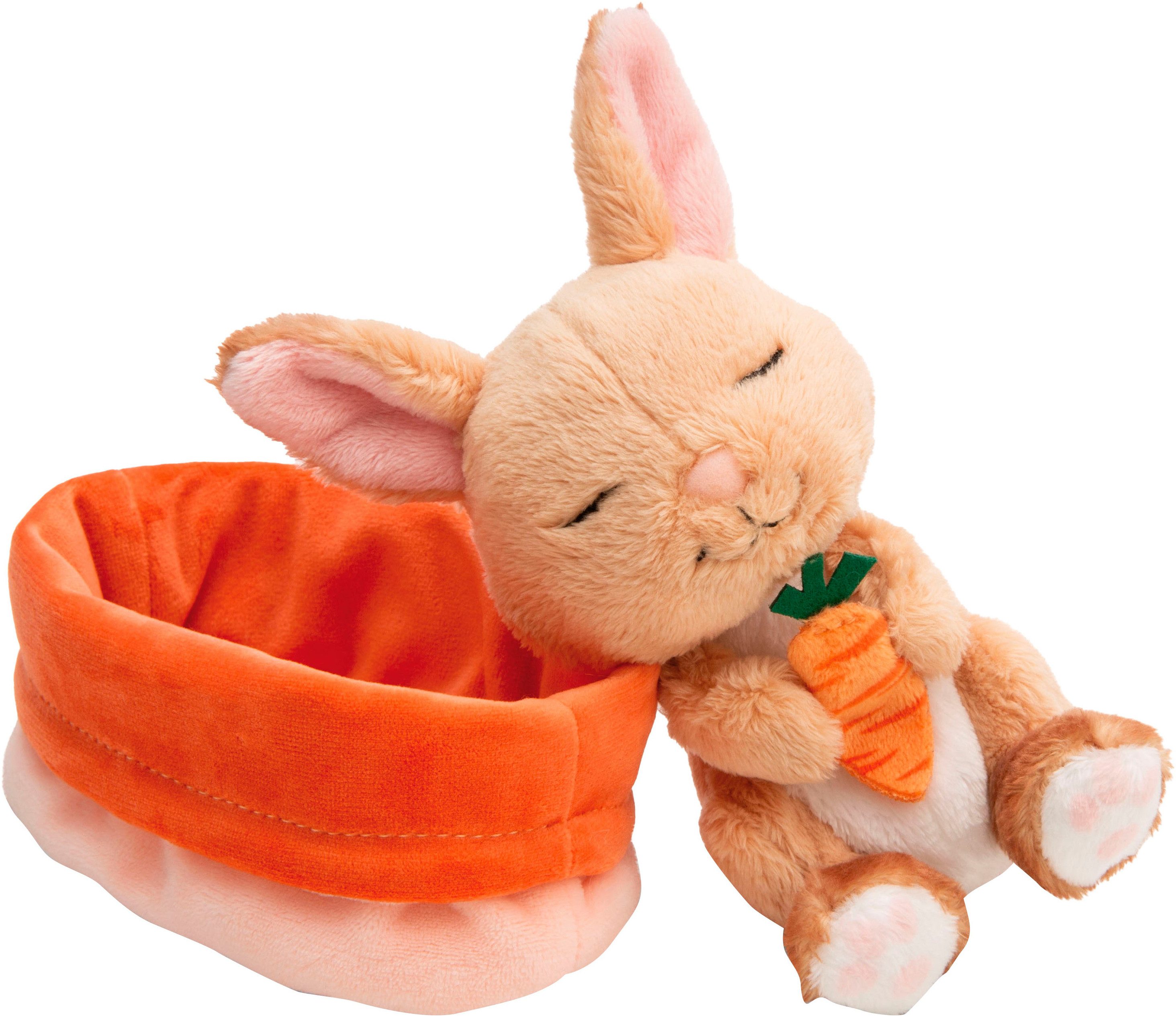 Nici Kuscheltier Sleeping Pets GREEN, Hase 12 cm, schlafend im Körbchen
