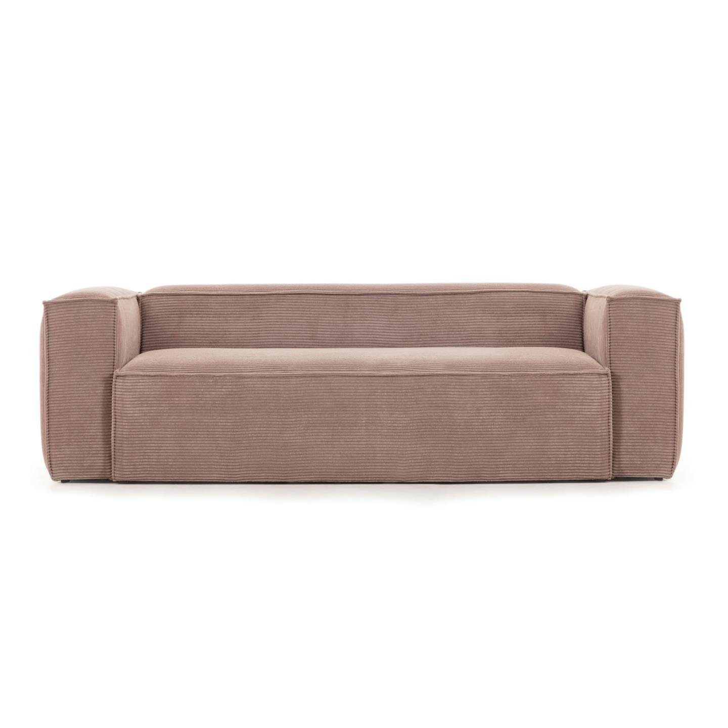 Sofa 240cm Couch Natur24 Sitzgarnitur 3-Sitzer rosa Kord Blok Sofa