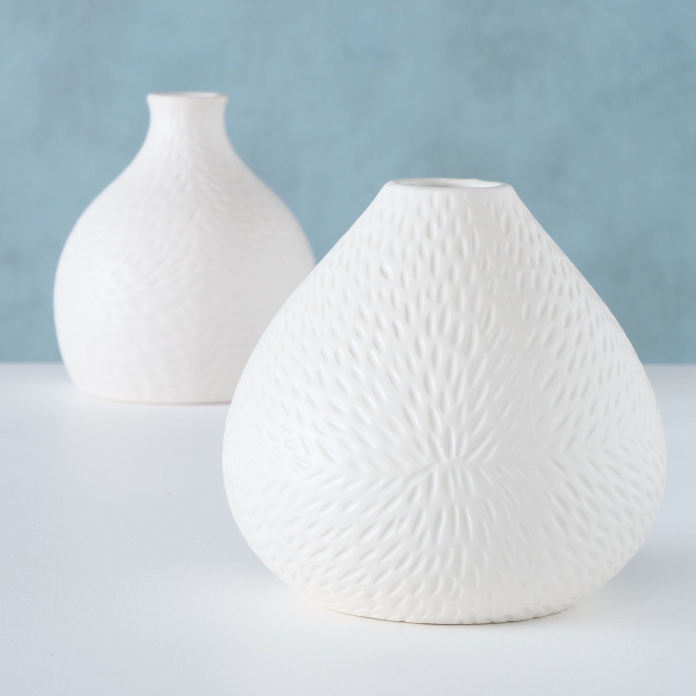 BOLTZE Dekovase 2er Set "Salina" aus Keramik in weiß, Vase Blumenvase (2 St) | Dekovasen