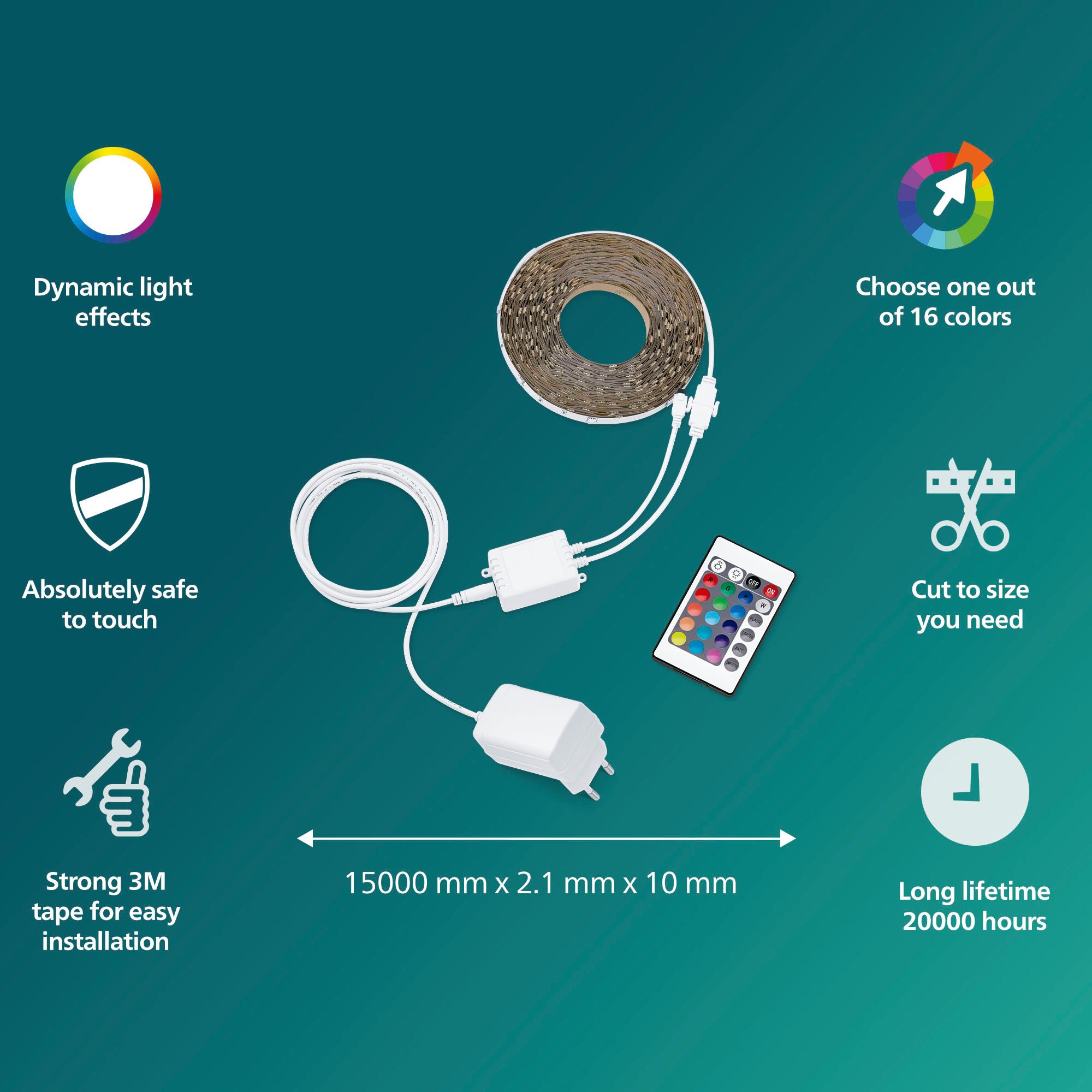 Philips LED Stripe LED Lightstrip, RGB, IP20, inkl. Fernbedienung, mit Fernbedienung, farbfähig
