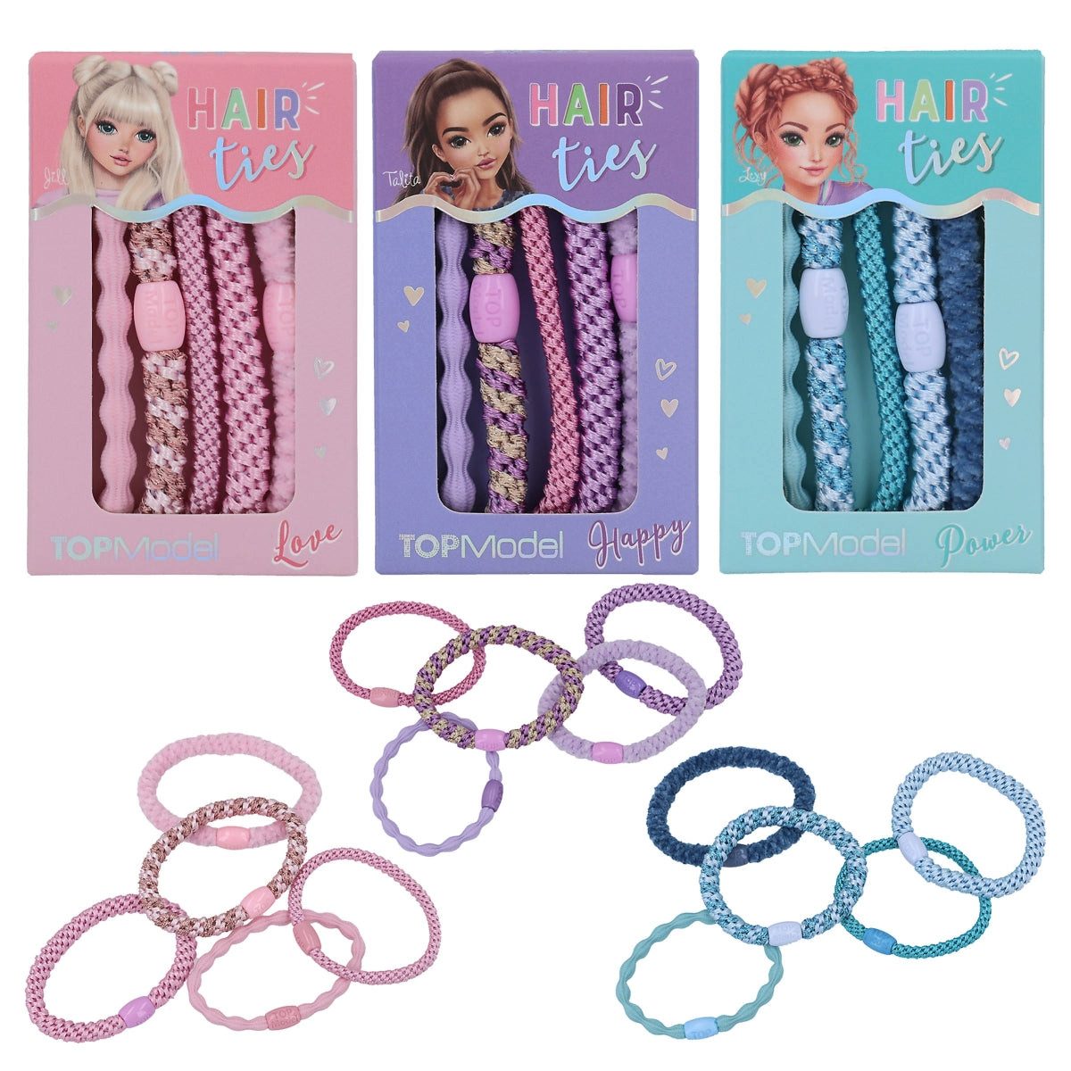 Depesche Spiel TOPModel Haargummi Set Geschenkbox – 1 von 3 Farben, zufällig