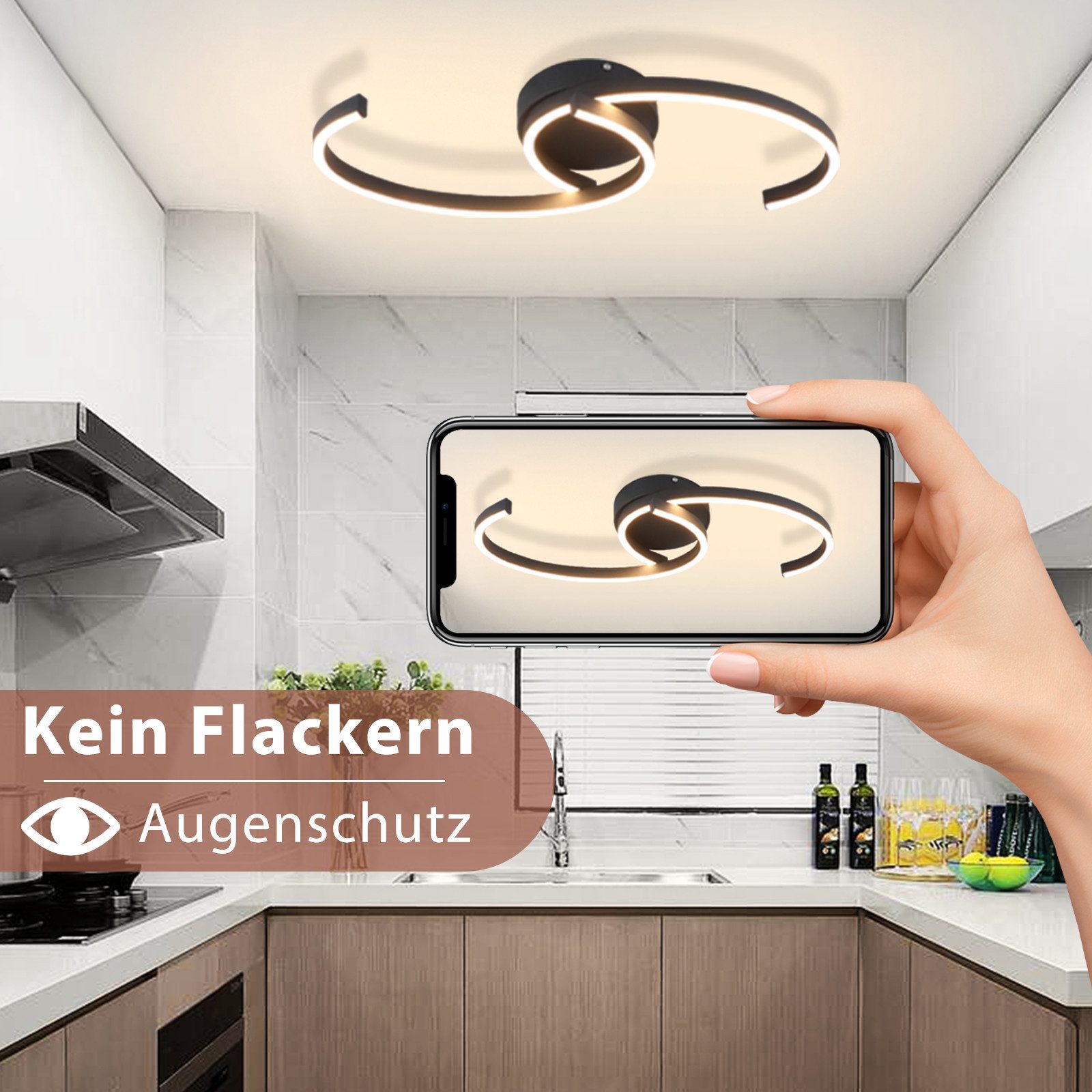 ZMH LED Deckenleuchte Wohnzimmer 24W Deckenlampe günstig online kaufen