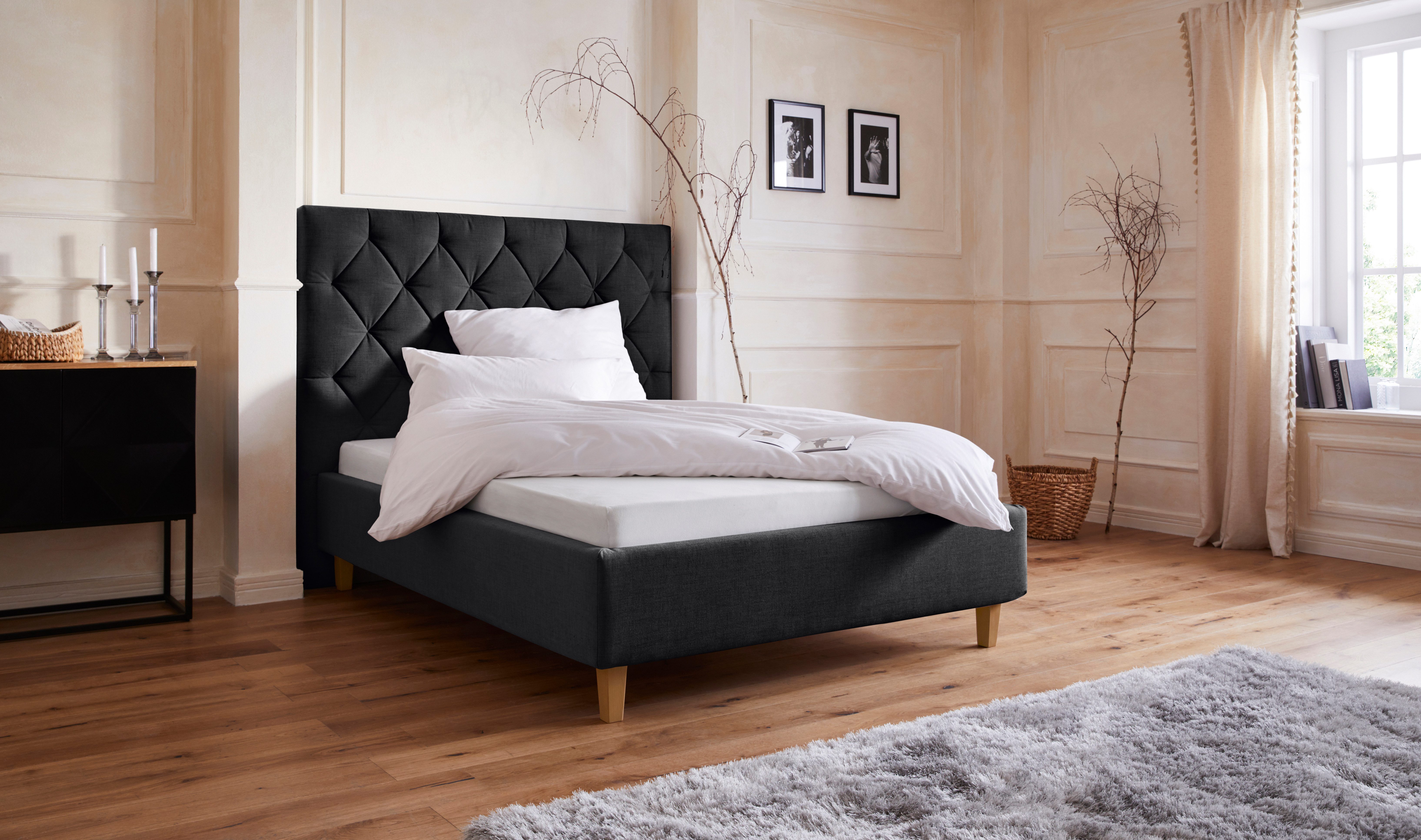 Home affaire Polsterbett Sunley 140, Kreuzsteppung, Kopfteilhöhe 142 cm, ohne oder mit Matratze/Lattenrost