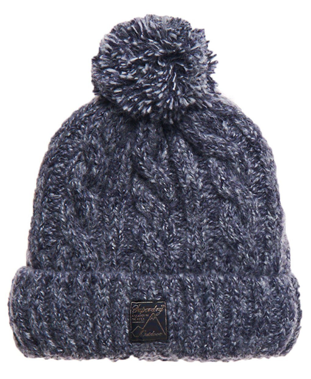 Mütze - One Damen TWEED Dunkelblau Strickmütze, CABLE Strickmütze Tweed Superdry BEANIE,