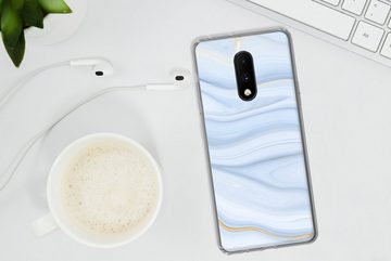 MuchoWow Handyhülle Marmor - Welle - Blau - Muster - Marmoroptik - Pastell, Phone Case, Handyhülle OnePlus 7, Silikon, Schutzhülle